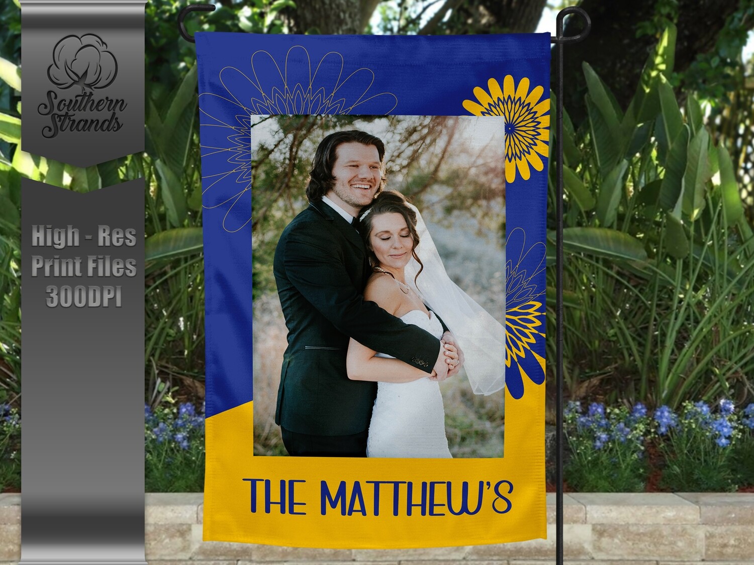 Royal and Gold Garden Flag - Flowers |  DIGITAL DESIGN