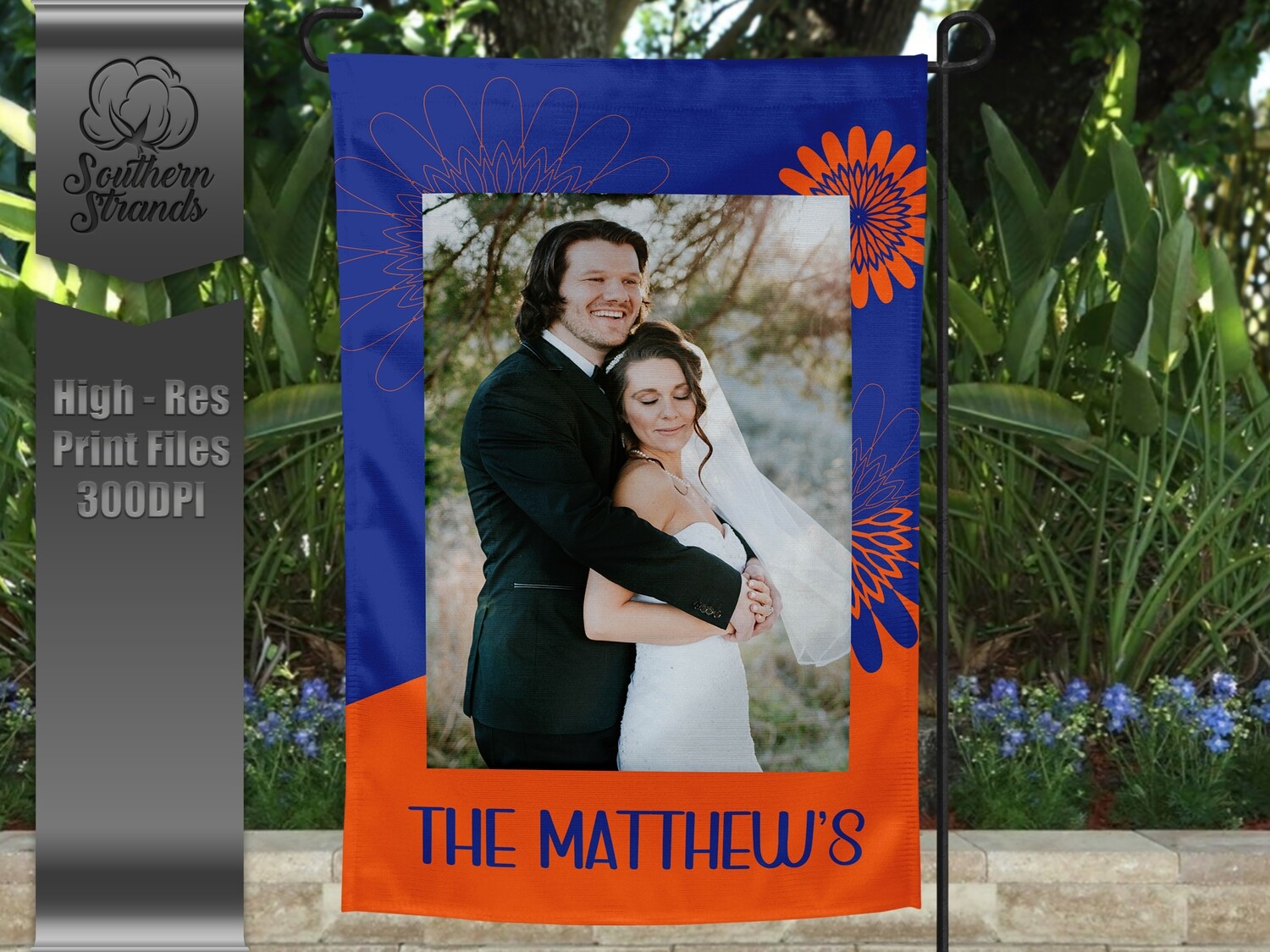 Royal and Orange Garden Flag - Flowers |  DIGITAL DESIGN