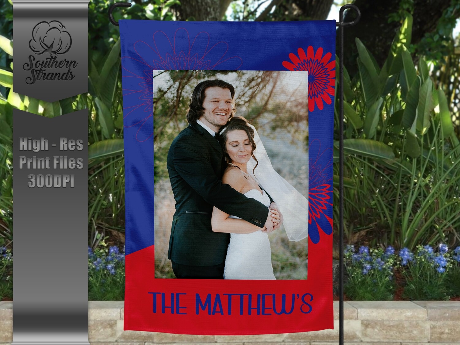 Royal and Red Garden Flag - Flowers |  DIGITAL DESIGN