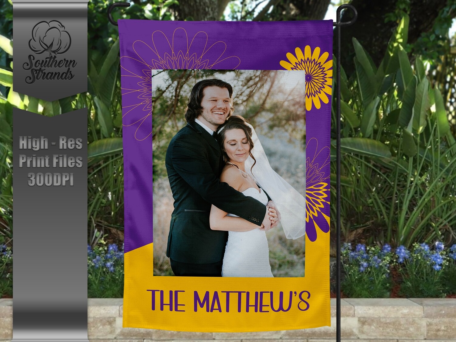 Purple and Gold Garden Flag - Flowers |  DIGITAL DESIGN