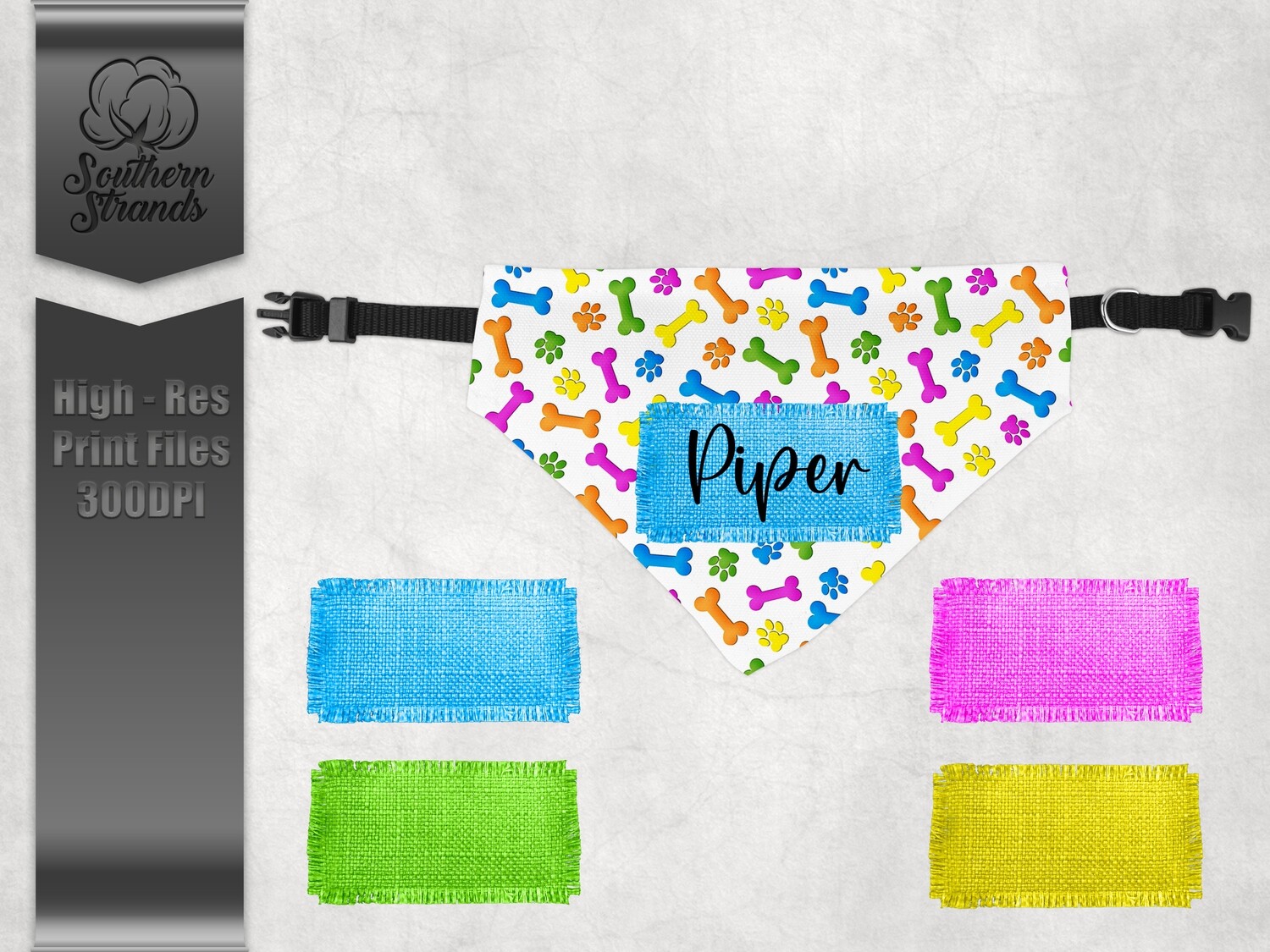 Pet Bandanas Kit - 2 Digital Papers 12x12 - 4 Matching Burlap Tags  | DIGITAL DESIGN
