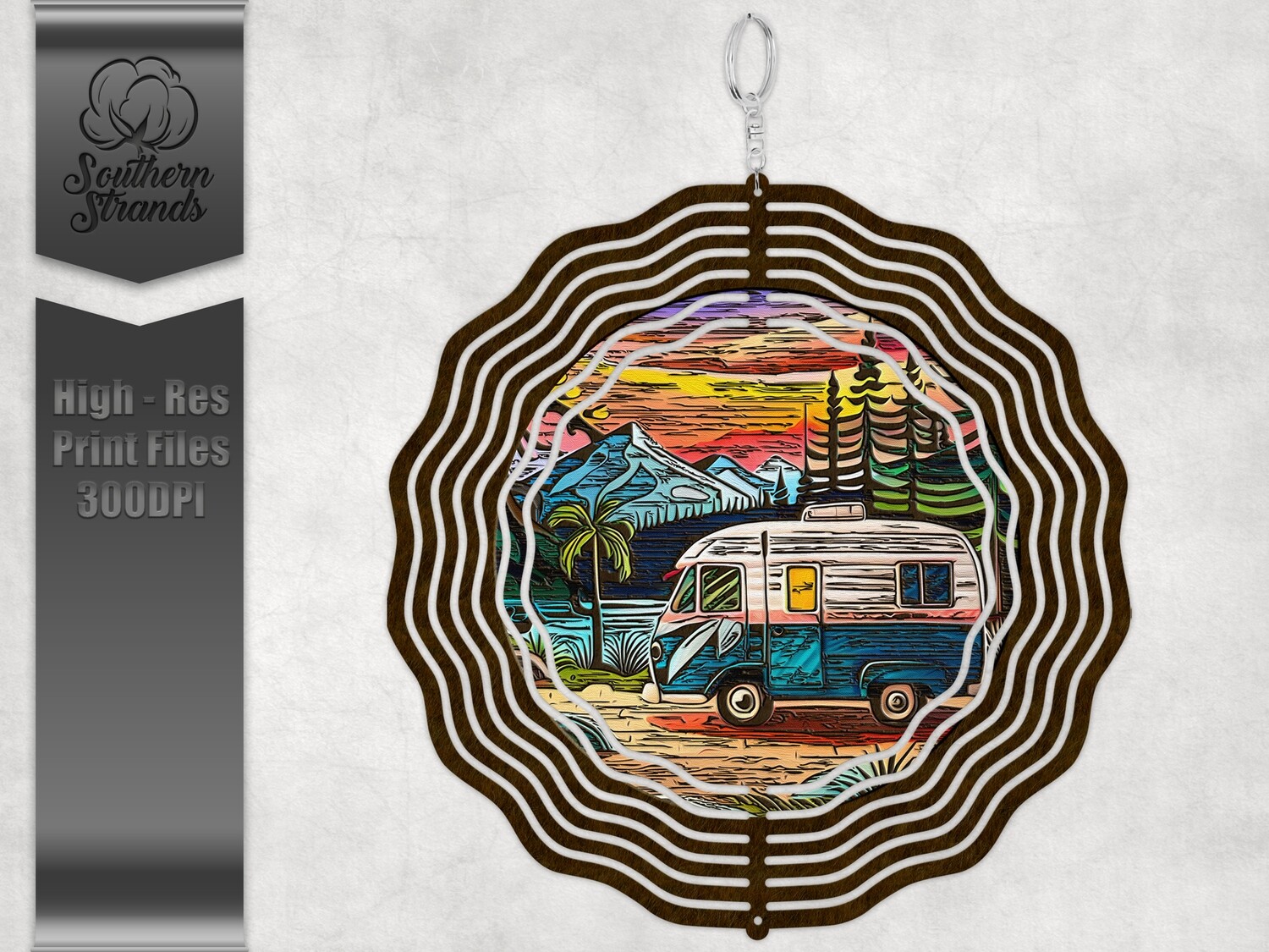 Wood Carved Camping 3 - Wind Spinner | DIGITAL DESIGN