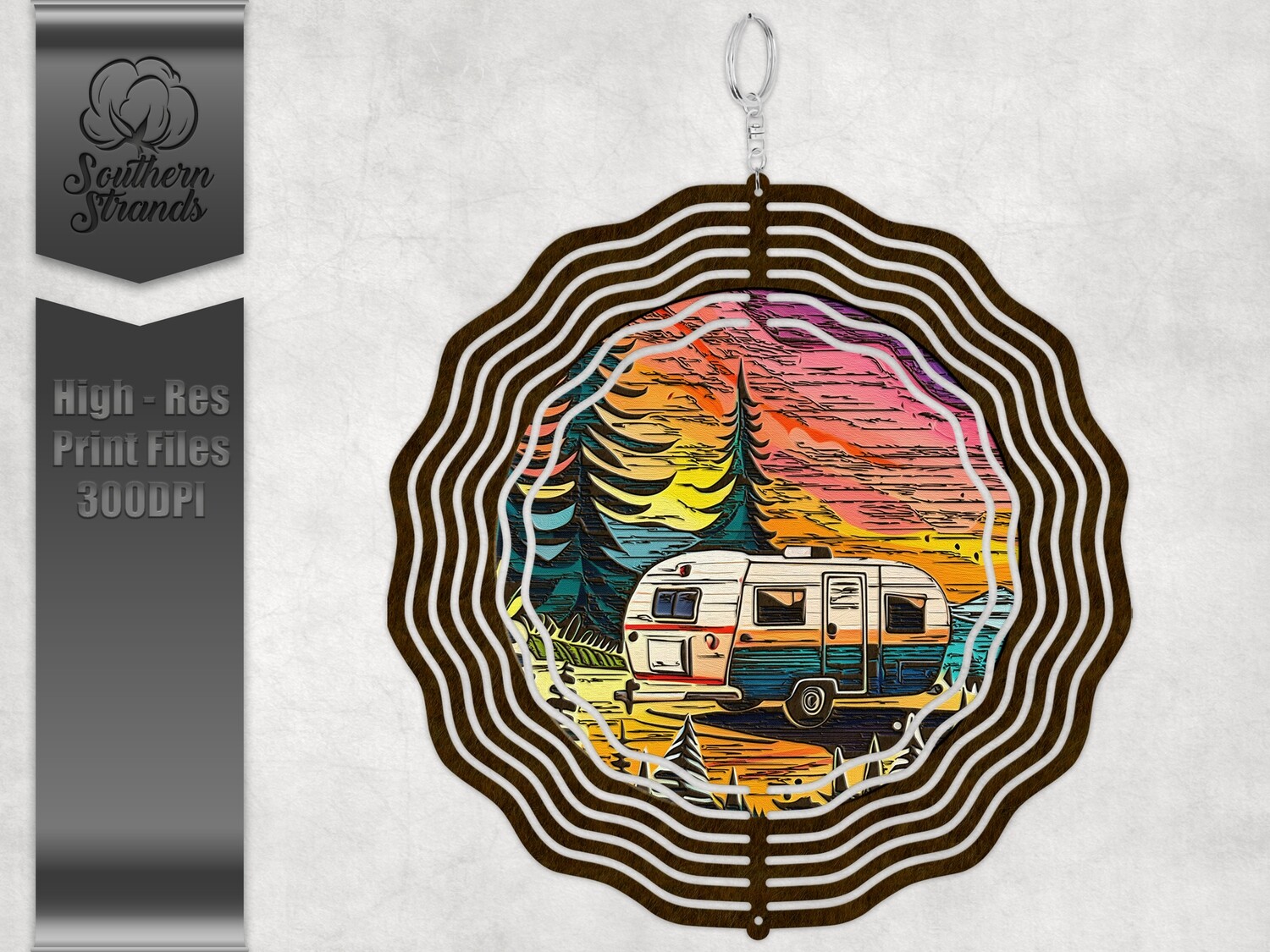 Wood Carved Camping 4 - Wind Spinner | DIGITAL DESIGN