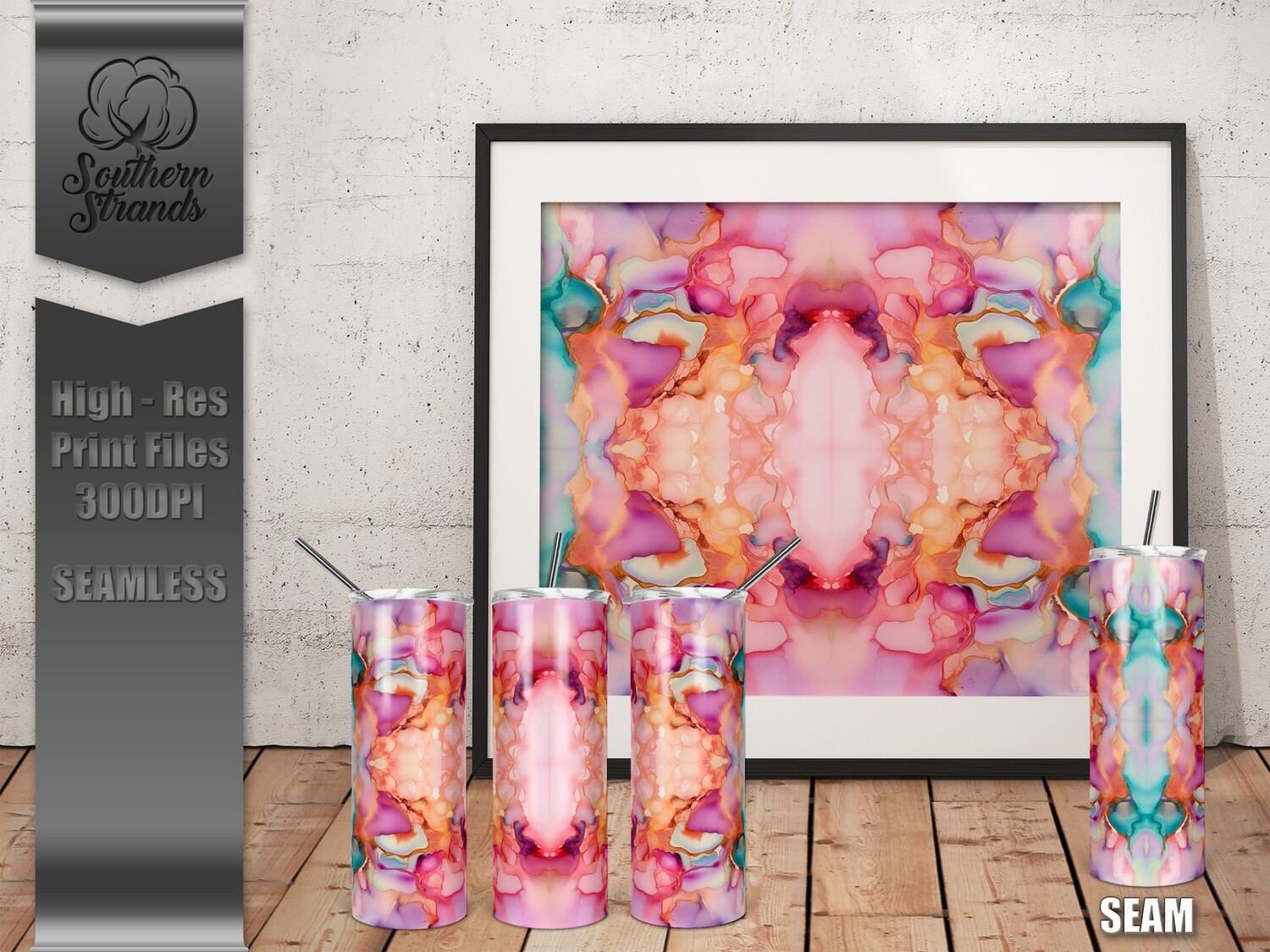 Alcohol Ink 4  - Tumbler 20oz | SEAMLESS |  DIGITAL DESIGN