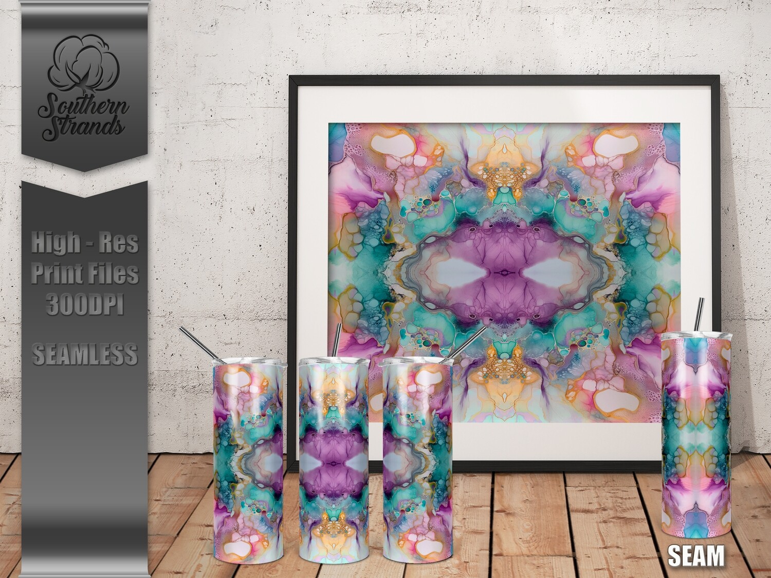 Alcohol Ink 2  - Tumbler 20oz | SEAMLESS |  DIGITAL DESIGN