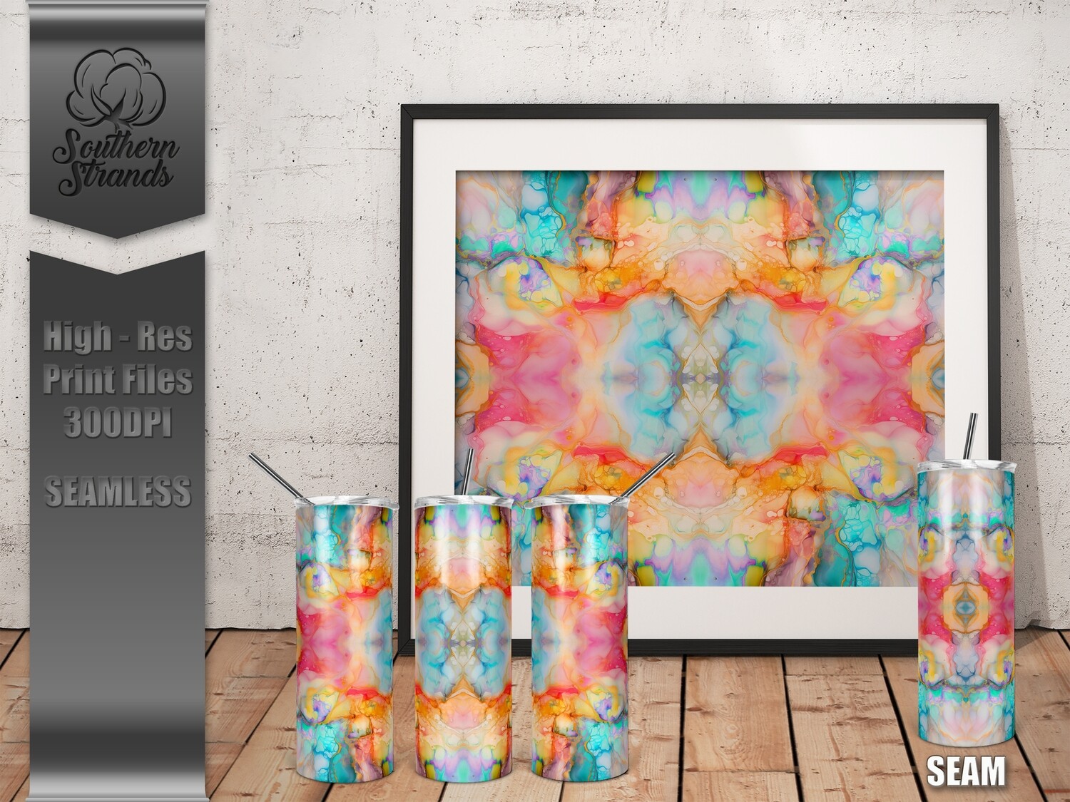Alcohol Ink 3  - Tumbler 20oz | SEAMLESS |  DIGITAL DESIGN