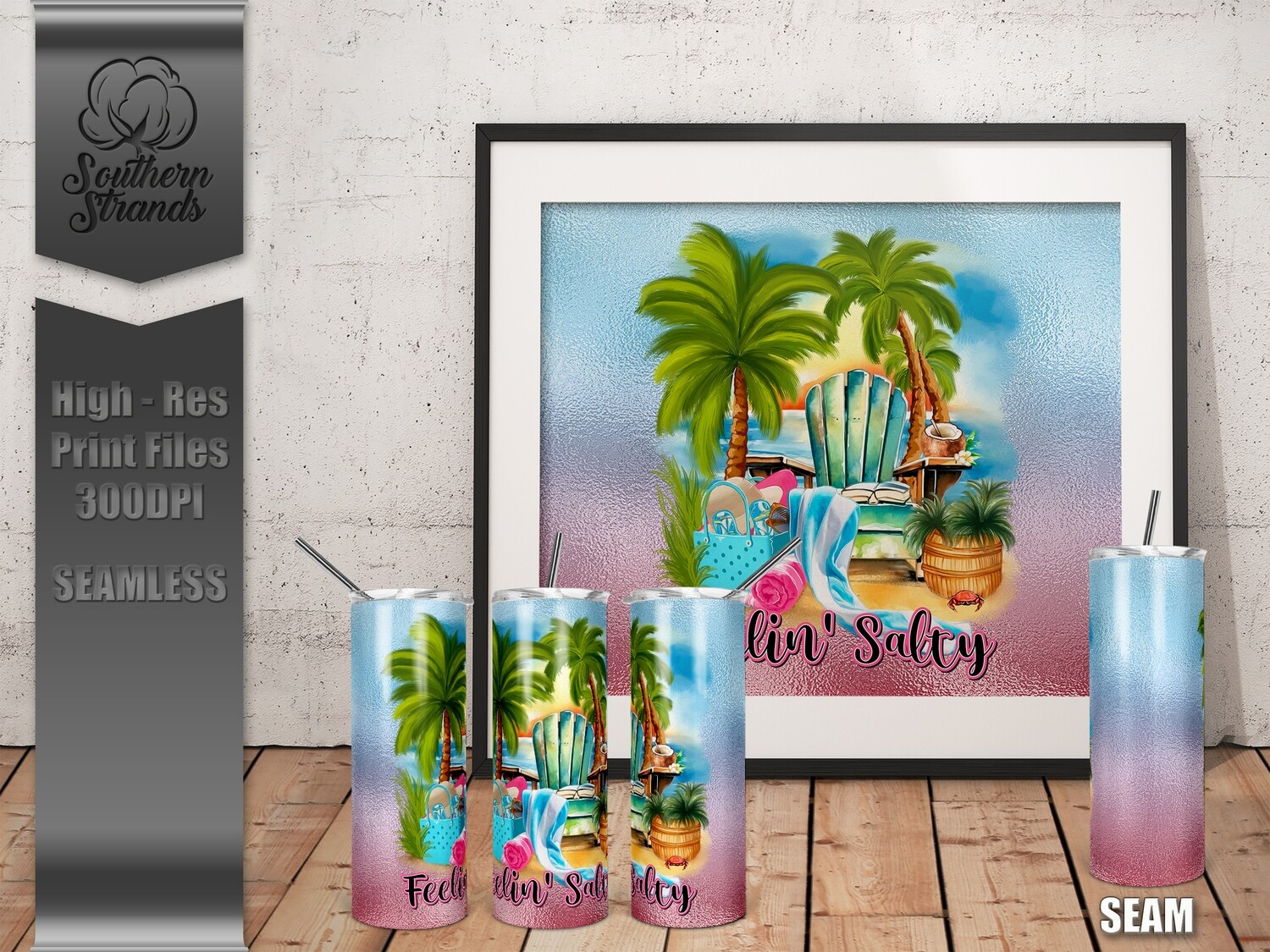Beach Life - FEELIN&#39; SALTY  - Tumbler 20oz | SEAMLESS |  DIGITAL DESIGN