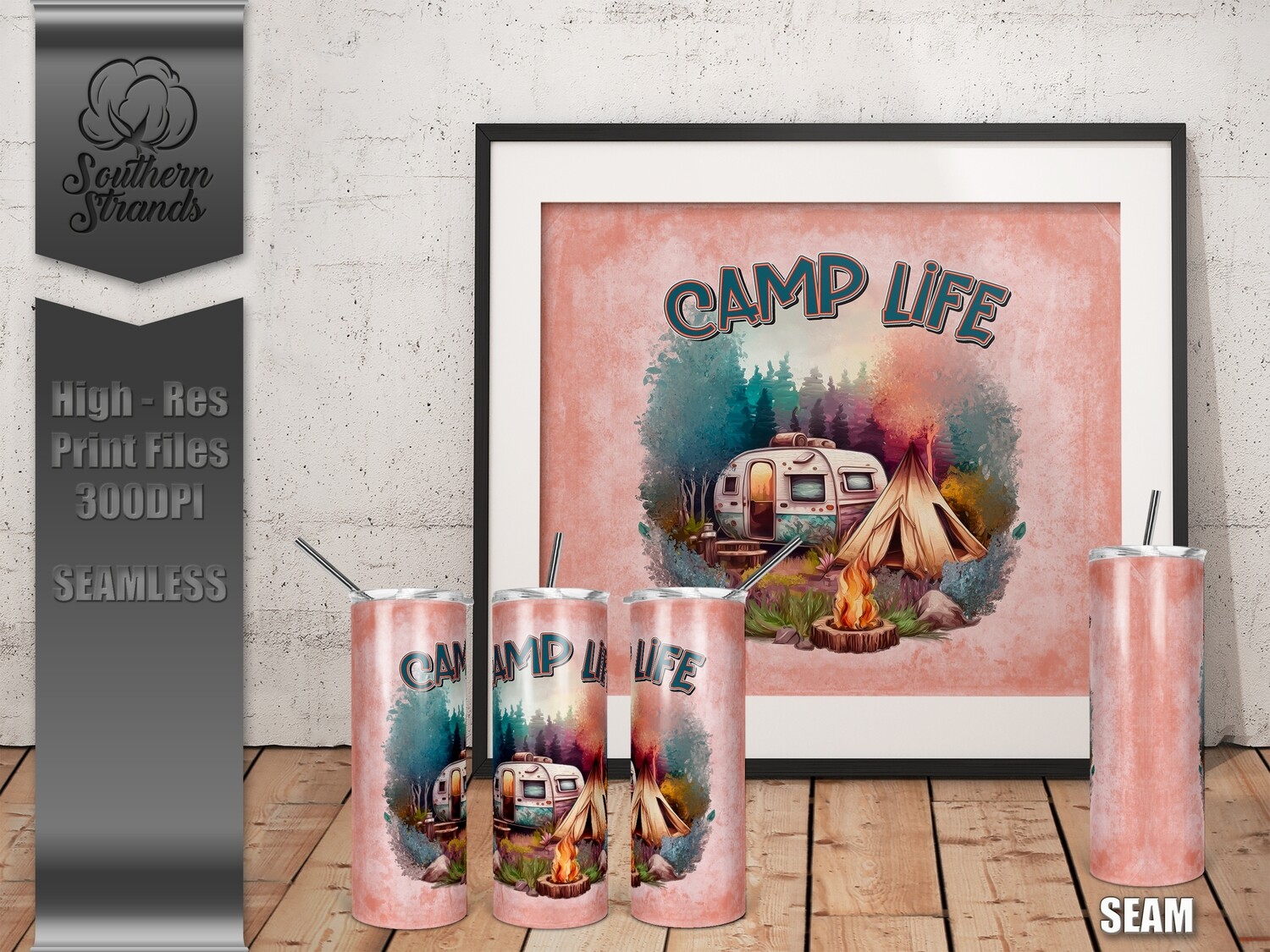 Camp Life - CAMP LIFE - Salmon  - Tumbler 20oz | SEAMLESS |  DIGITAL DESIGN