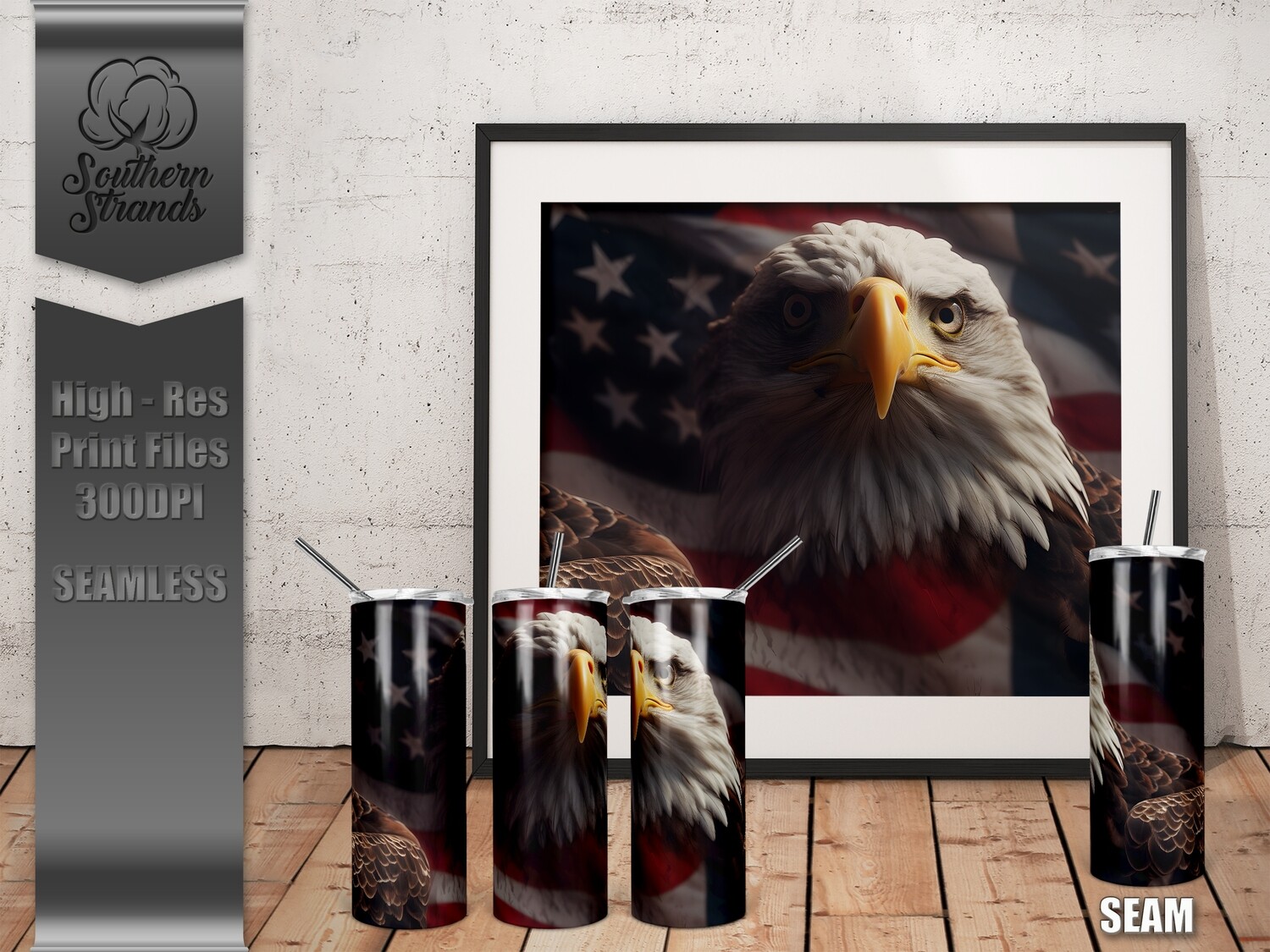 American Eagle Flag Tumbler 20oz | SEAMLESS |  DIGITAL DESIGN