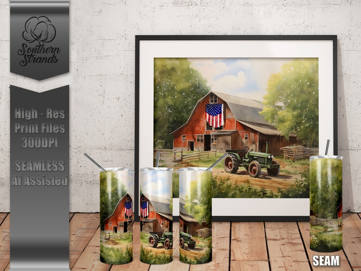 On The Farm - Watercolor - Tumbler 20oz | SEAMLESS |  DIGITAL DESIGN