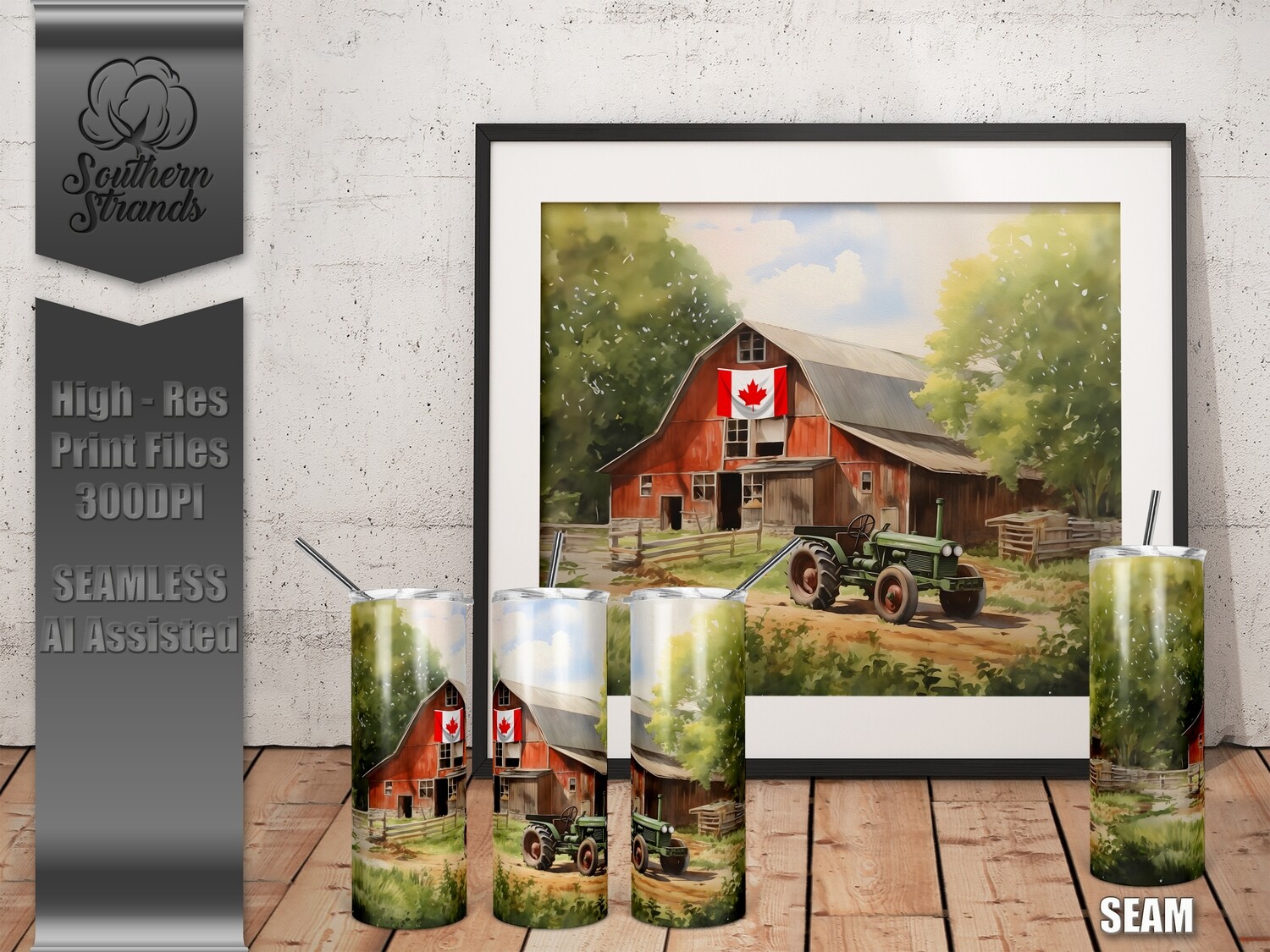 On The Farm - Canada - Watercolor - Tumbler 20oz | SEAMLESS |  DIGITAL DESIGN