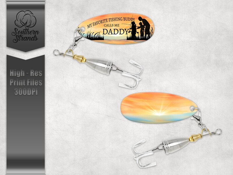 Father with Son and Daughter Fishing Lure - With and Without Text - Background File Included for back of lure |  DIGITAL DESIGN