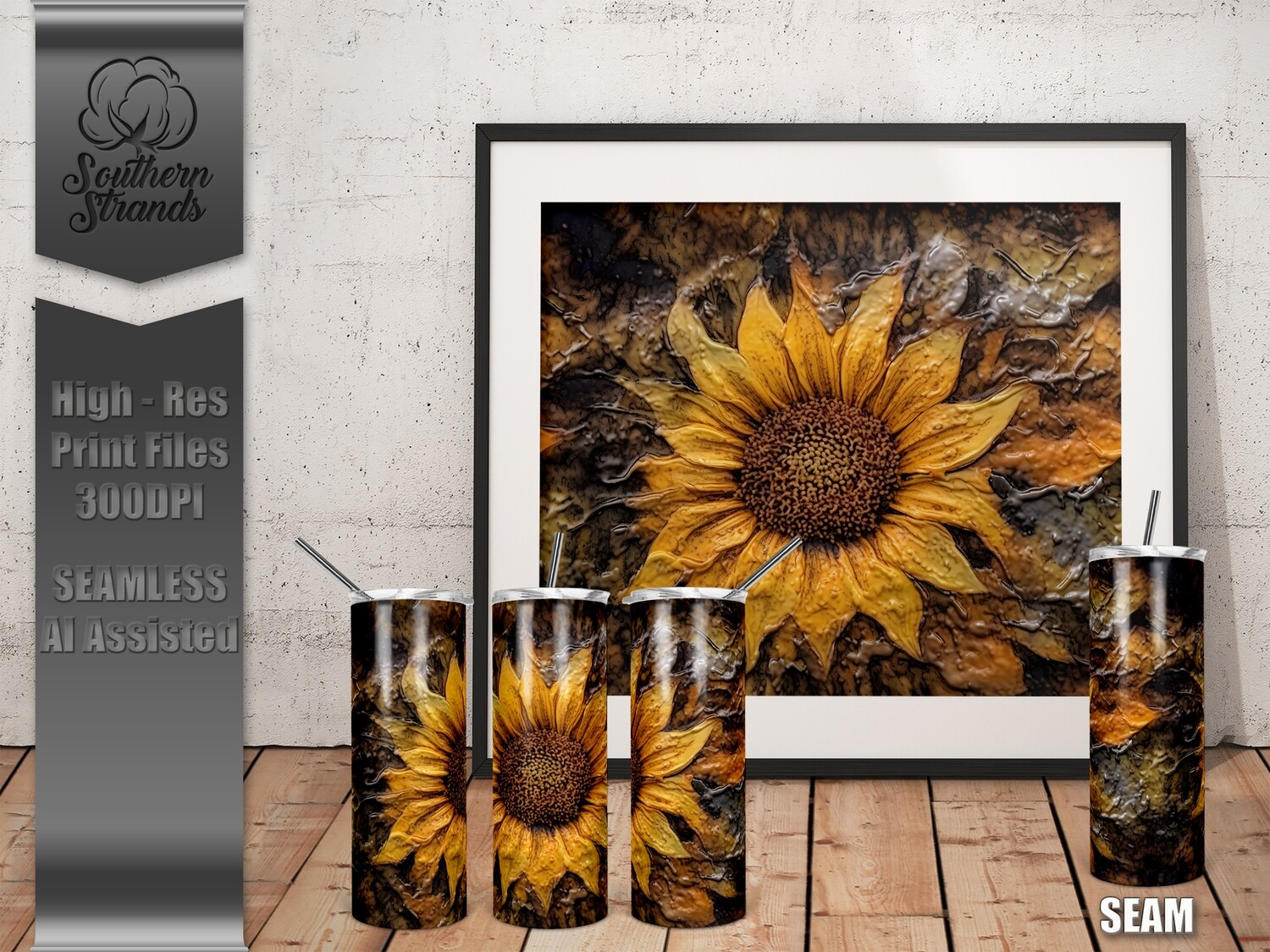 Colored Wax Sunflowers 1 - Tumbler 20oz | SEAMLESS |  DIGITAL DESIGN