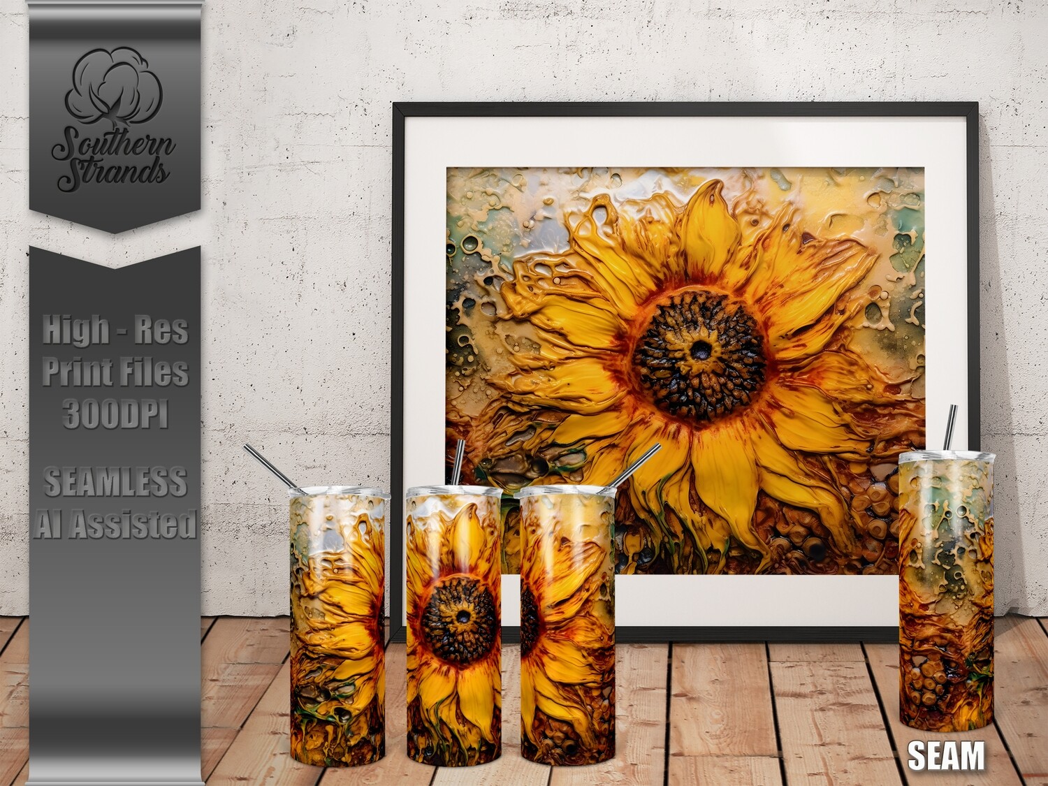 Colored Wax Sunflowers 3 - Tumbler 20oz | SEAMLESS |  DIGITAL DESIGN