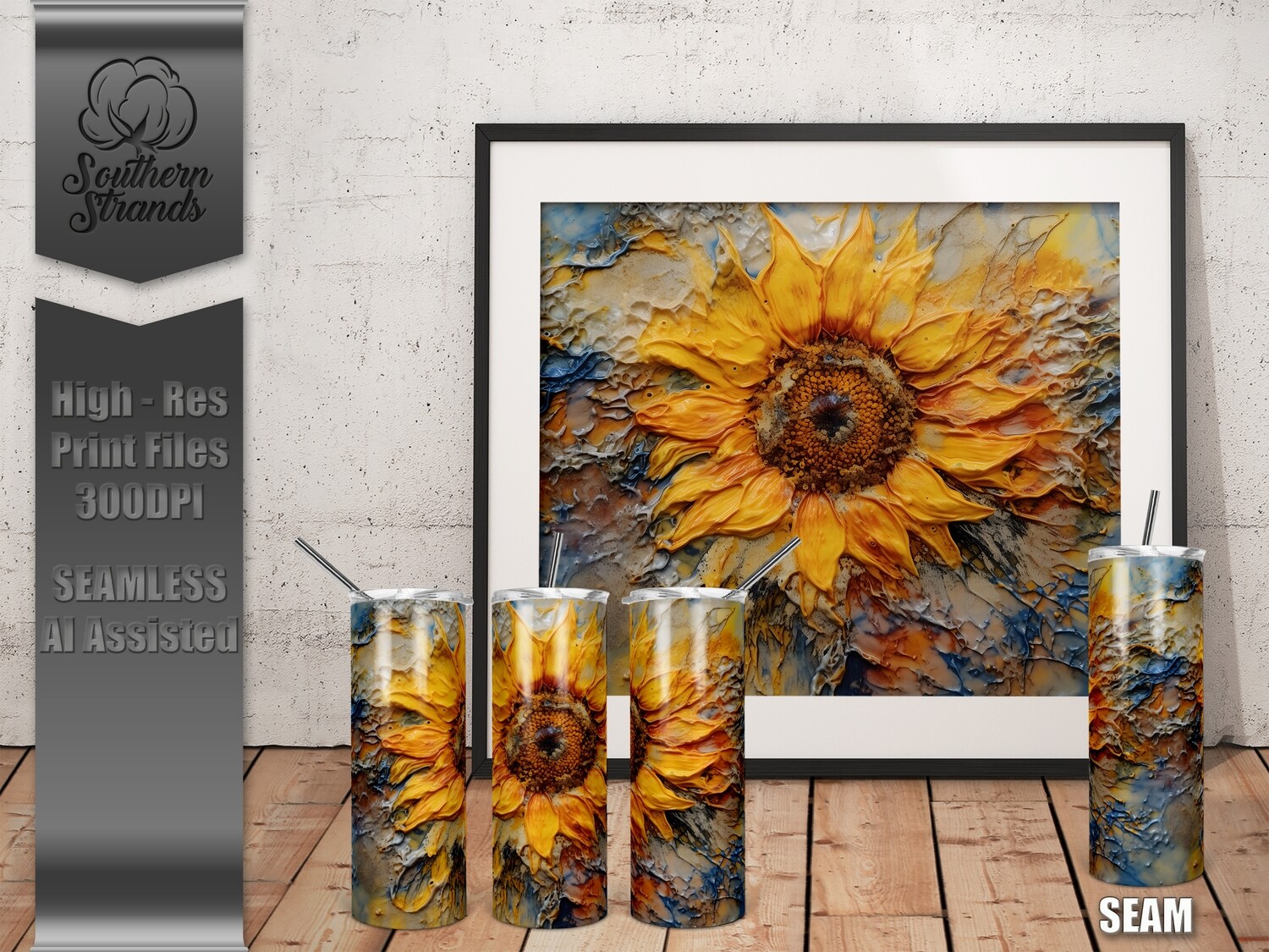 Colored Wax Sunflowers 4 - Tumbler 20oz | SEAMLESS |  DIGITAL DESIGN