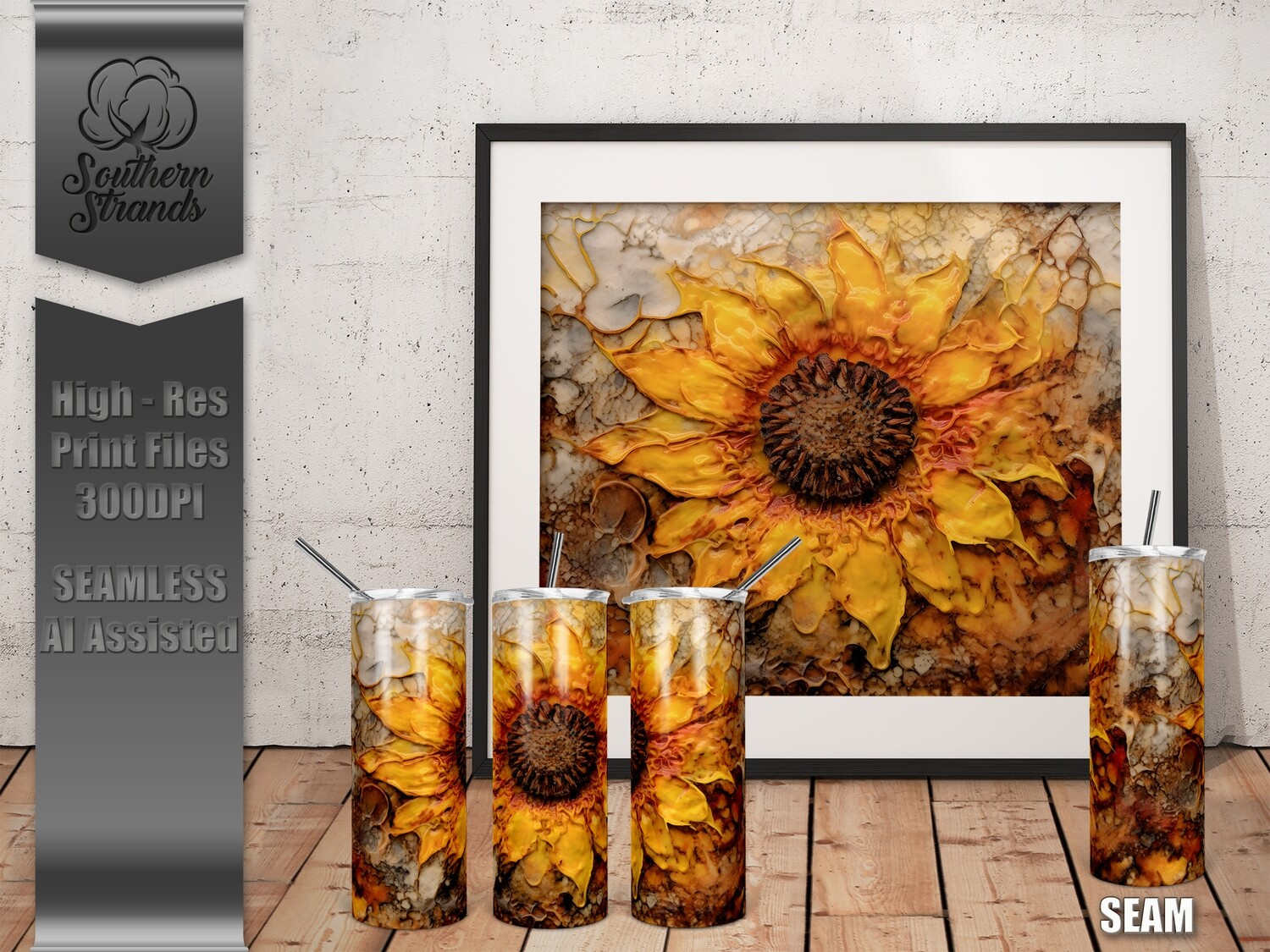 Colored Wax Sunflowers 2 - Tumbler 20oz | SEAMLESS |  DIGITAL DESIGN