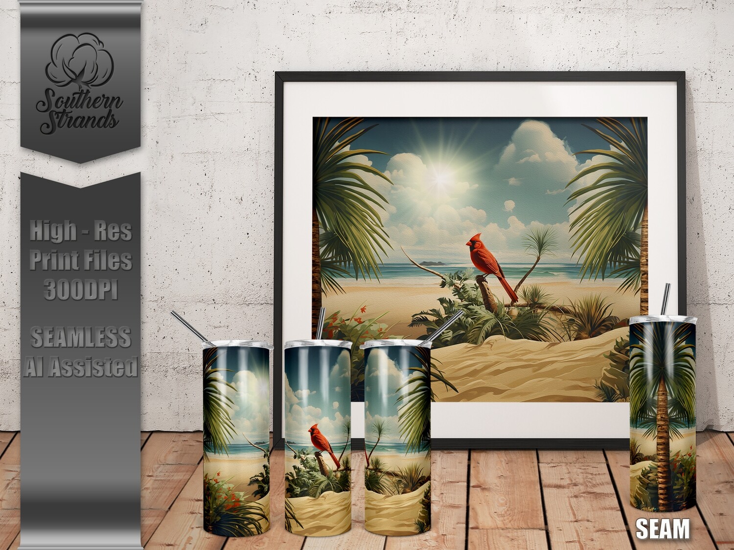 Beach Memorial Tumbler 20oz - WITH SUN | SEAMLESS |  DIGITAL DESIGN