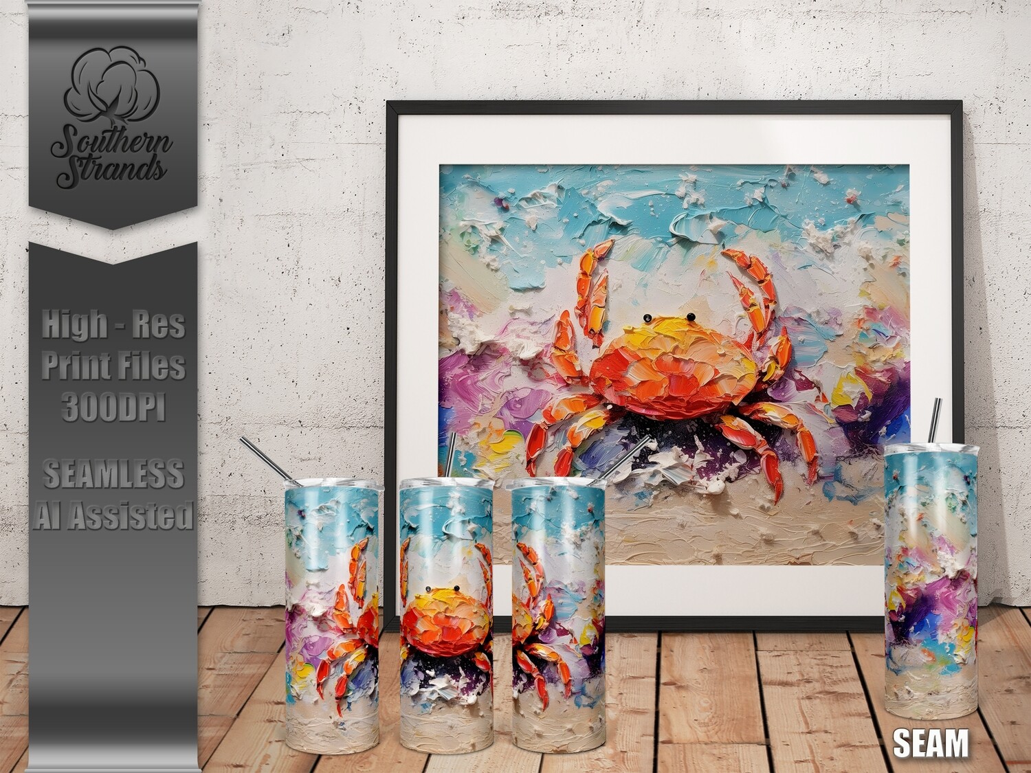 Textured 3D Crab Tumbler 20oz | SEAMLESS |  DIGITAL DESIGN