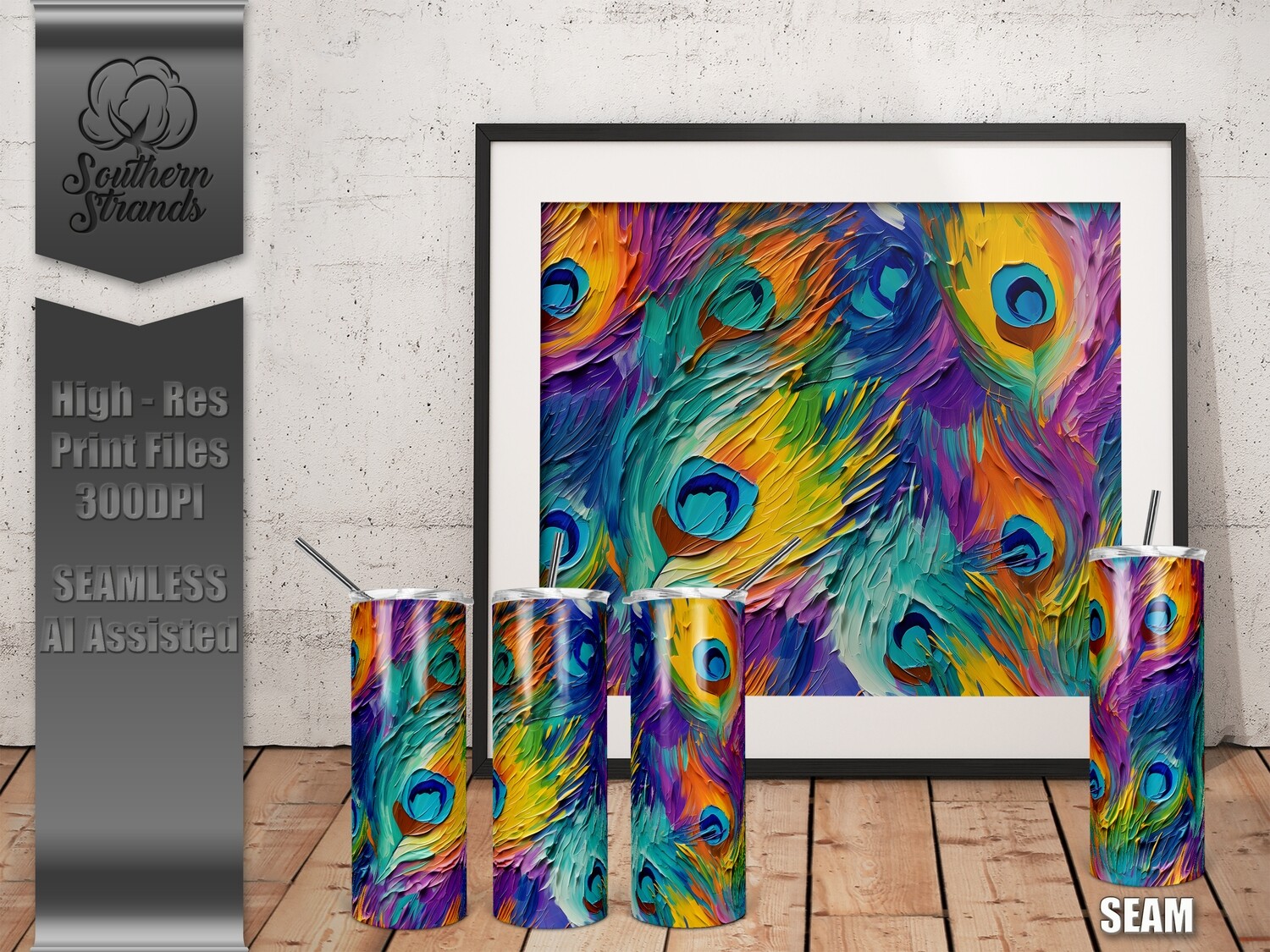 Peacock Feather 2 Tumbler 20oz | SEAMLESS |  DIGITAL DESIGN