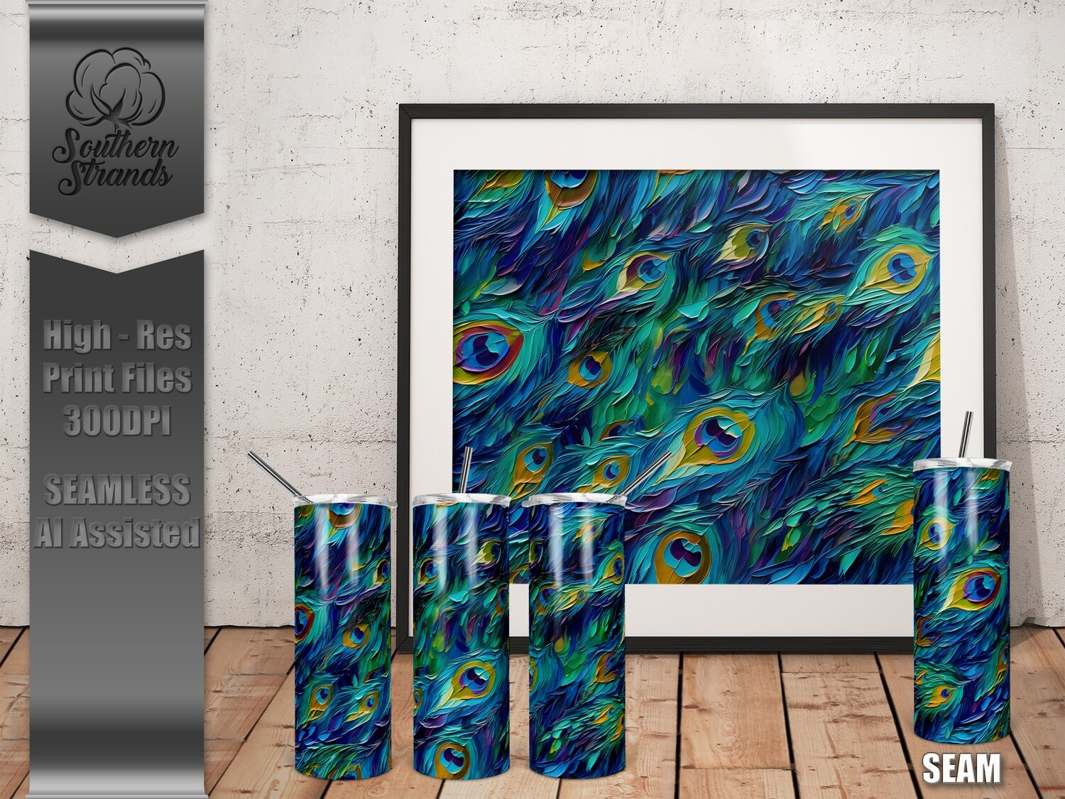 Peacock Feather 5 Tumbler 20oz | SEAMLESS |  DIGITAL DESIGN