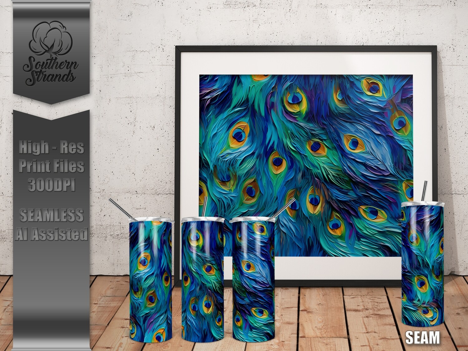 Peacock Feather 1 Tumbler 20oz | SEAMLESS |  DIGITAL DESIGN