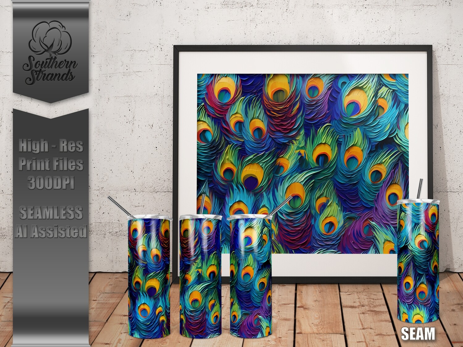 Peacock Feather 3 Tumbler 20oz | SEAMLESS |  DIGITAL DESIGN