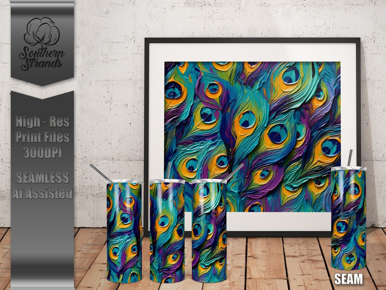 Peacock Feather 10 Tumbler 20oz | SEAMLESS |  DIGITAL DESIGN