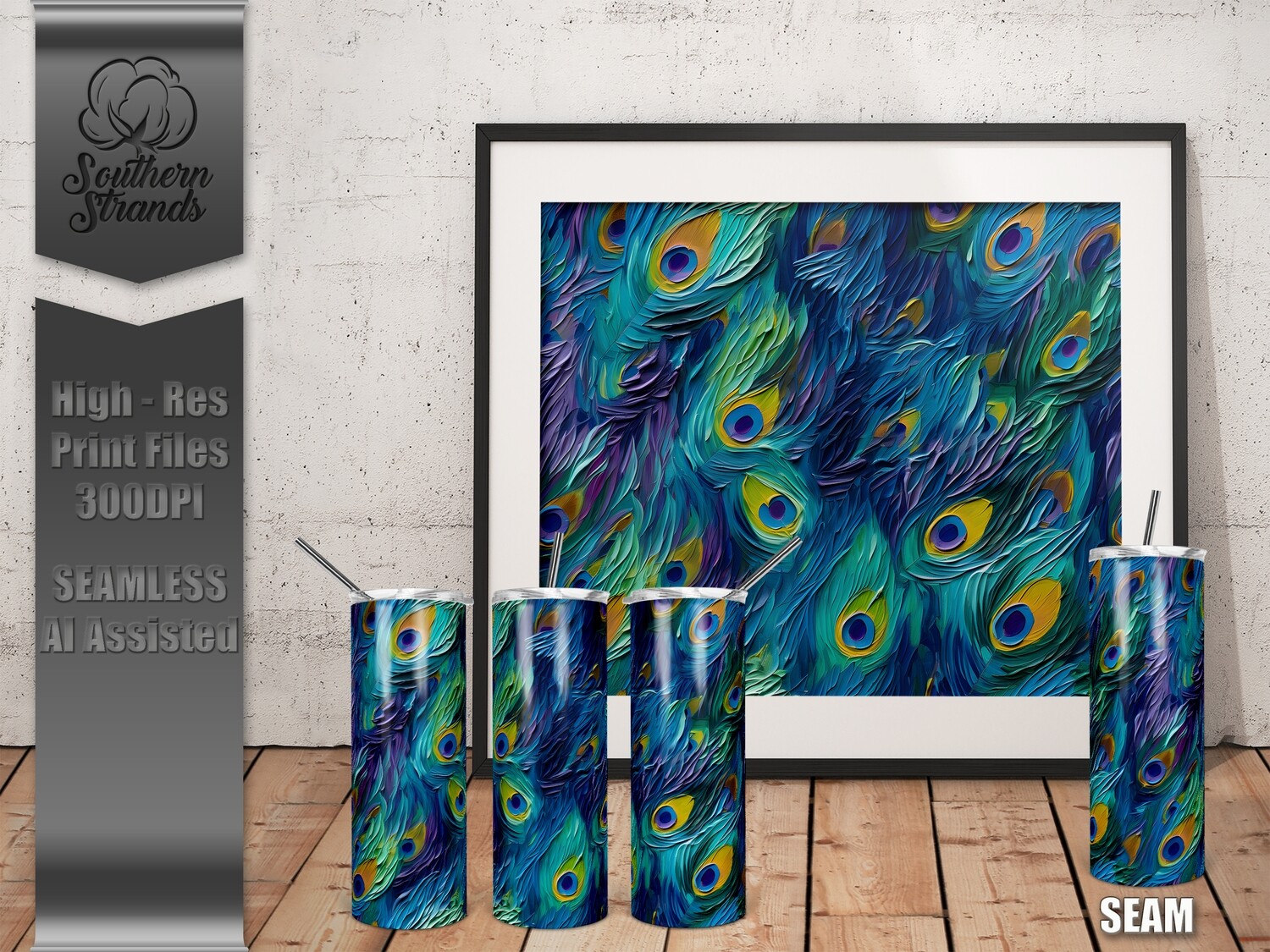 Peacock Feather 6 Tumbler 20oz | SEAMLESS |  DIGITAL DESIGN