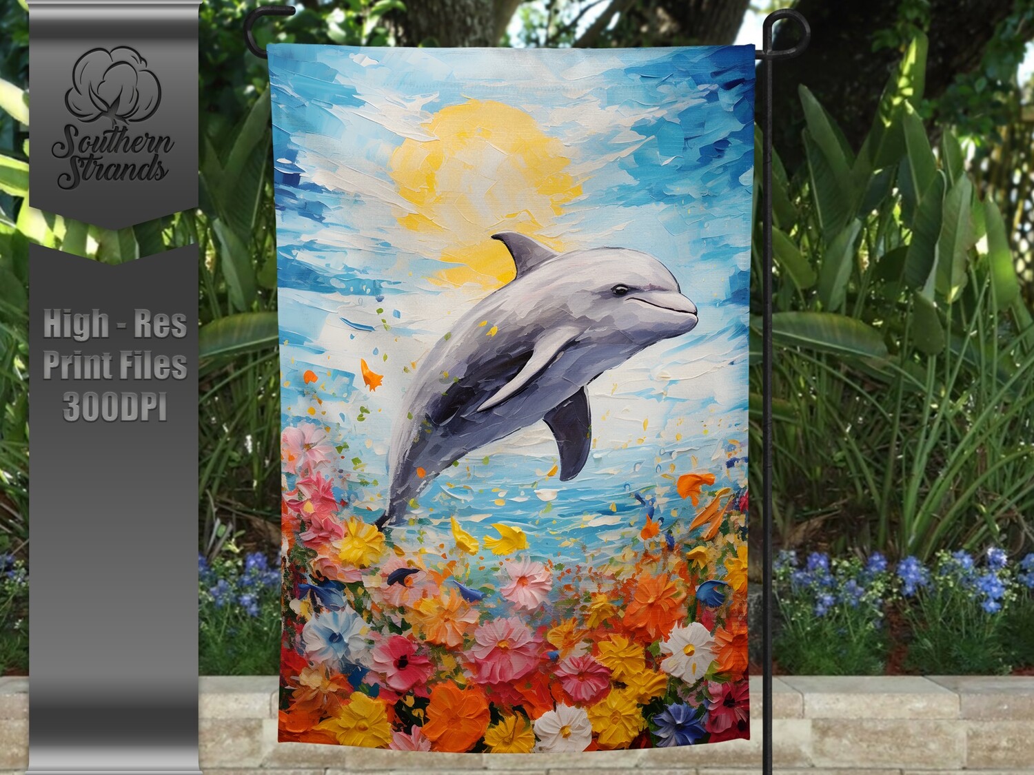 Textured 3D Dolphin Garden Flag 3 |  DIGITAL DESIGN