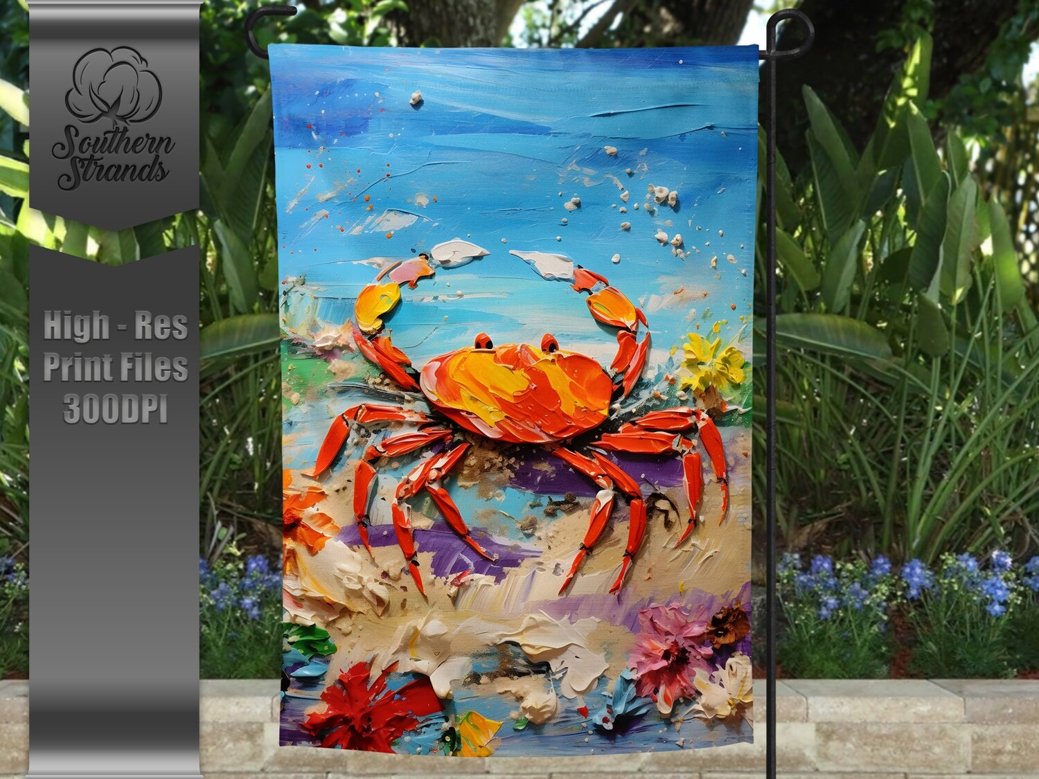 Textured 3D Red Crab Garden Flag |  DIGITAL DESIGN
