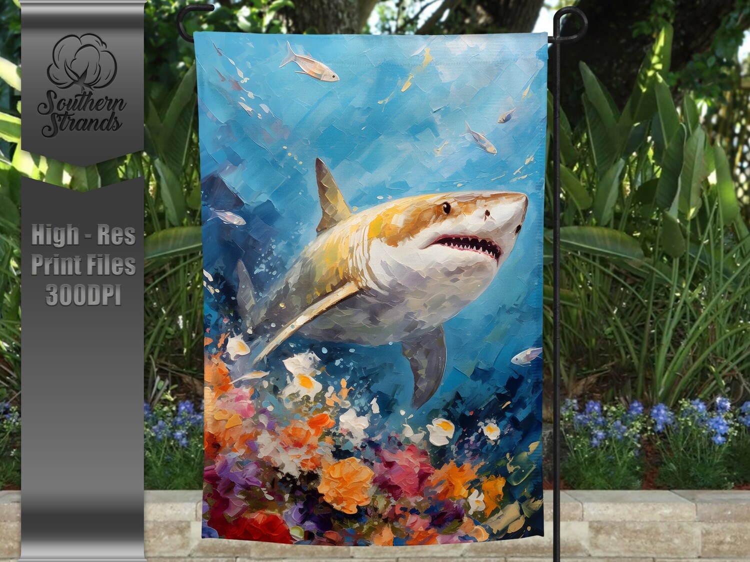 Textured 3D Shark 3 Garden Flag |  DIGITAL DESIGN