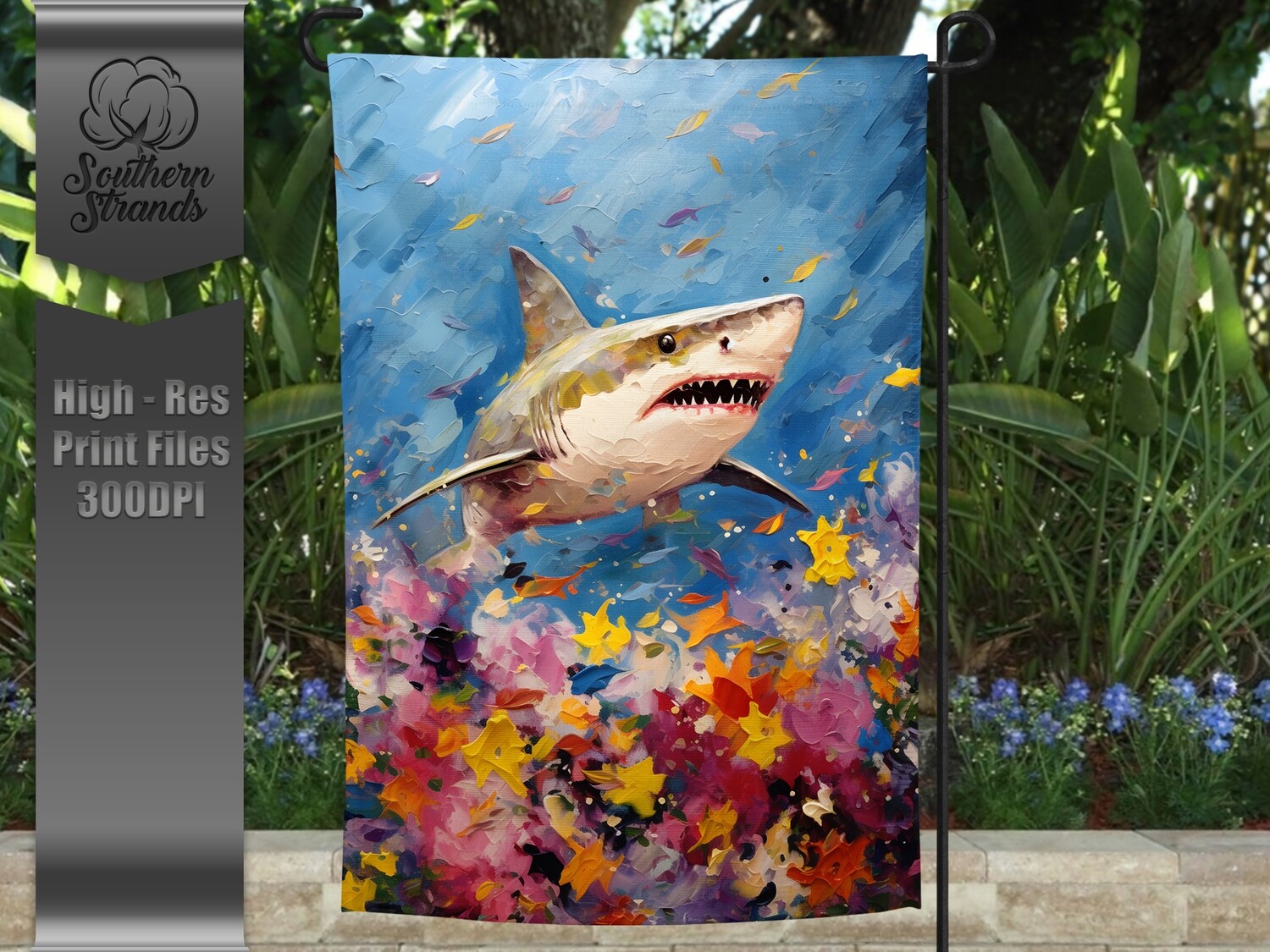 Textured 3D Shark 1 Garden Flag |  DIGITAL DESIGN