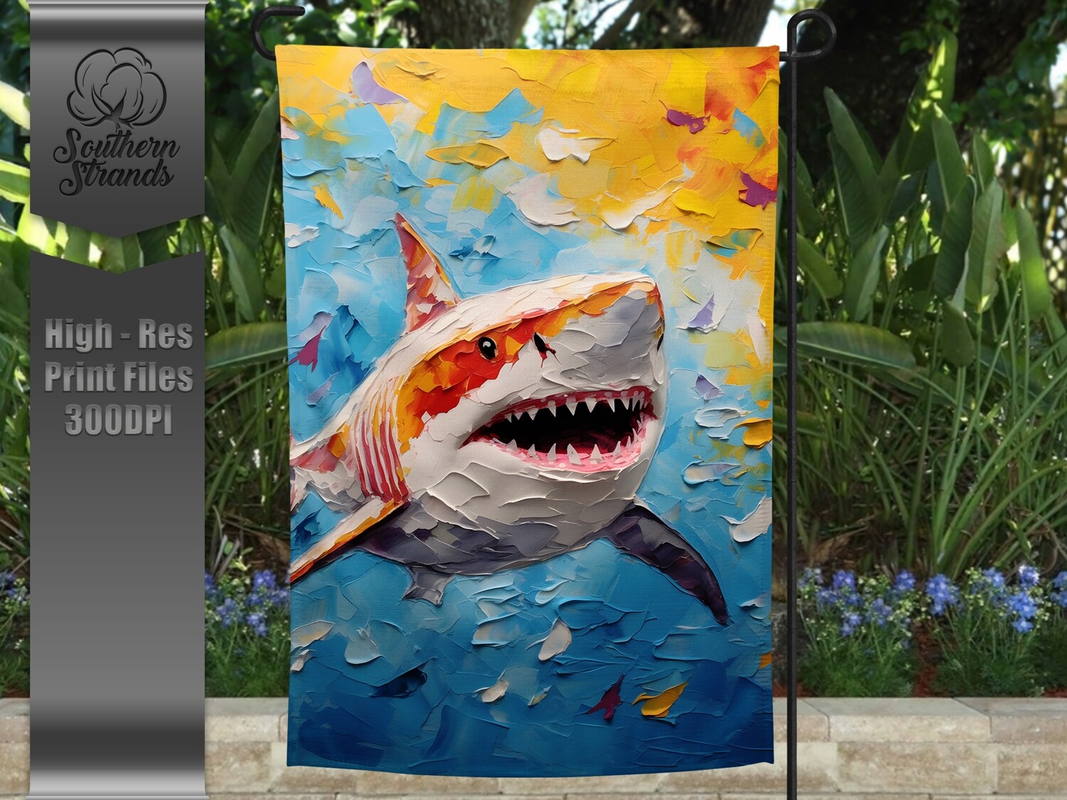 Textured 3D Shark 2 Garden Flag |  DIGITAL DESIGN