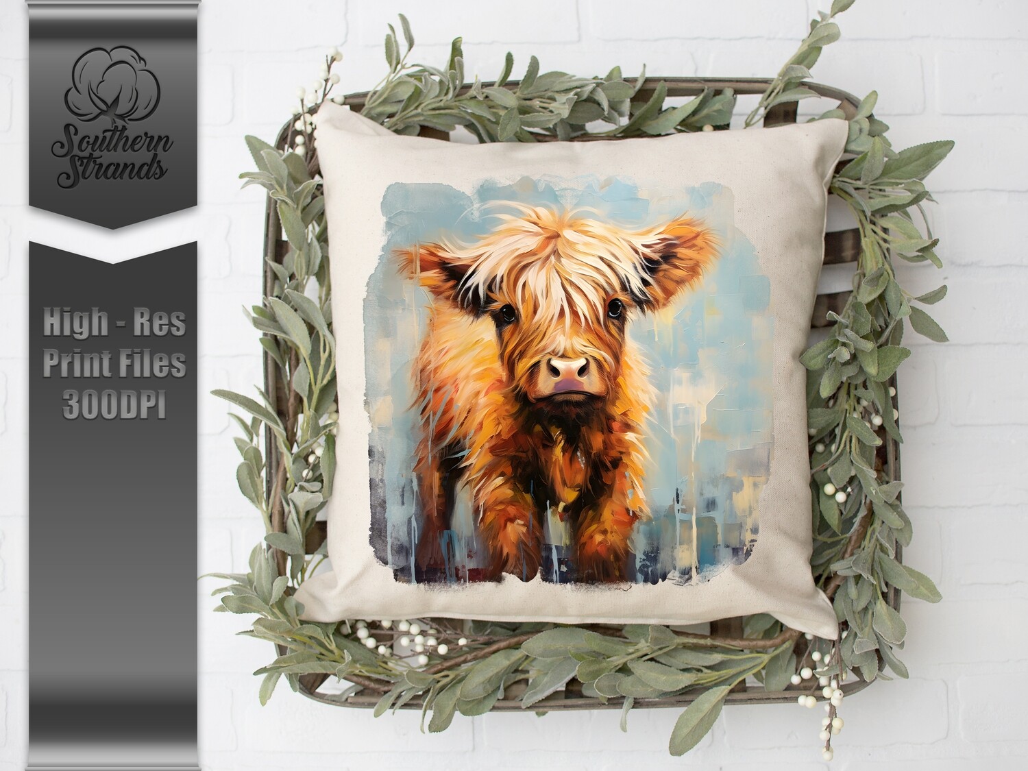 Baby Highland Cow Textured Painting  |  DIGITAL DESIGN