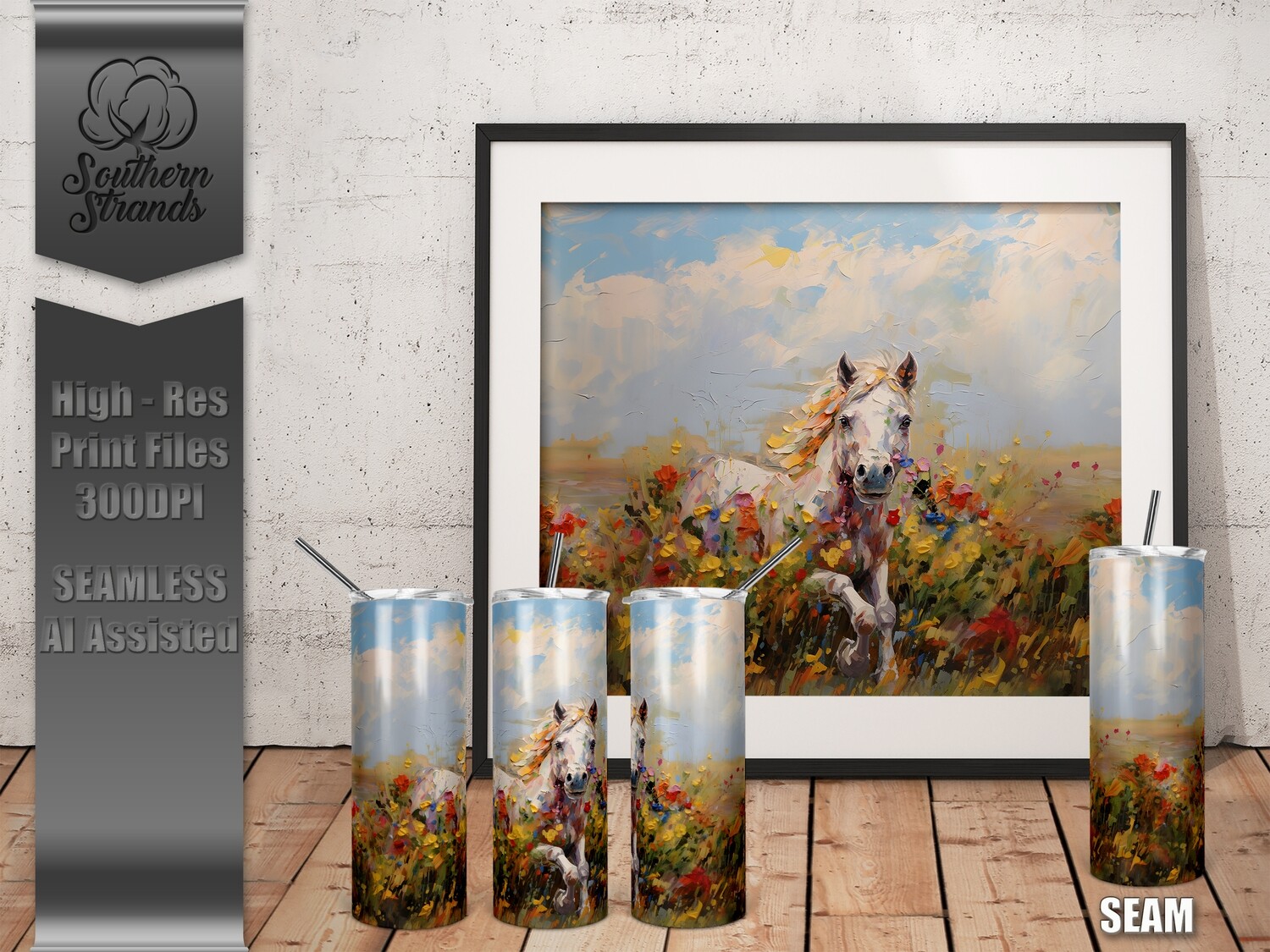 Painted Horse Tumbler 4 20oz | SEAMLESS |  DIGITAL DESIGN