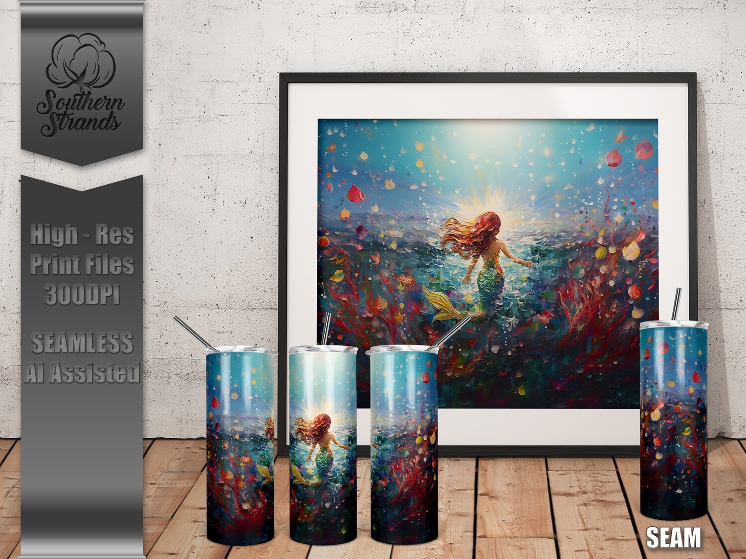 Mermaid 3D Tumbler 20oz | SEAMLESS |  DIGITAL DESIGN