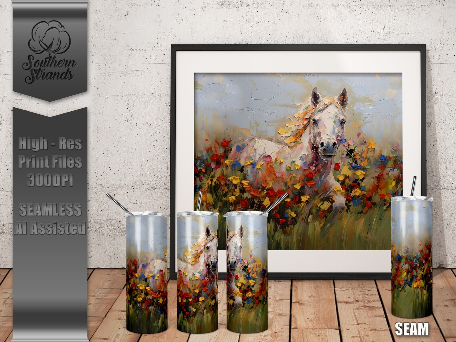 Painted Horse Tumbler 3 20oz | SEAMLESS |  DIGITAL DESIGN