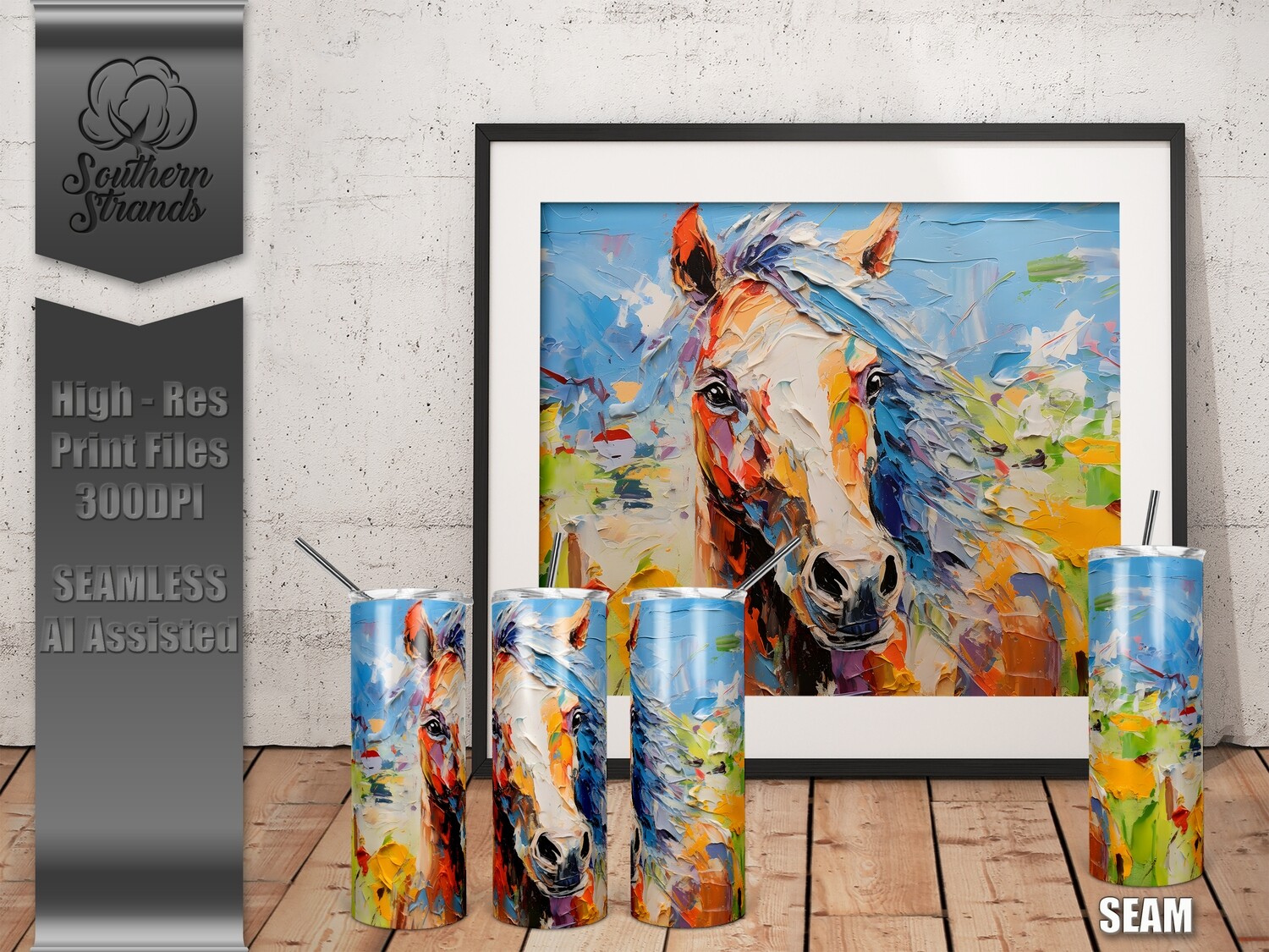Painted Horse Tumbler 1 20oz | SEAMLESS |  DIGITAL DESIGN
