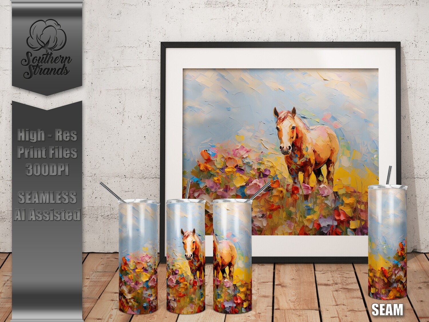 Painted Horse Tumbler 2 20oz | SEAMLESS |  DIGITAL DESIGN