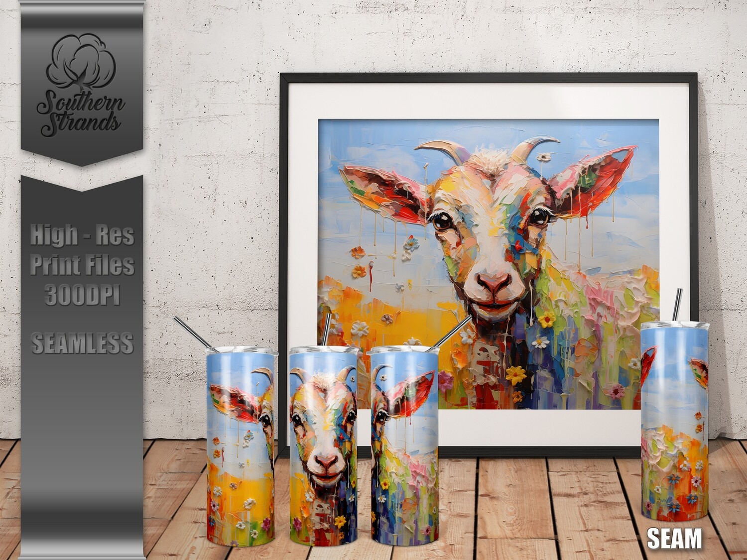 Painted Goat Tumbler  20oz | SEAMLESS |  DIGITAL DESIGN