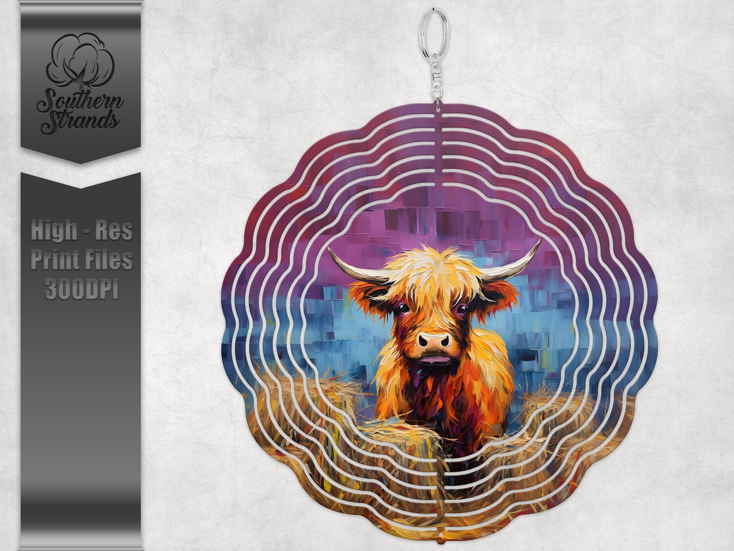 3D Painted Highland Cow - Wind Spinner | DIGITAL DESIGN
