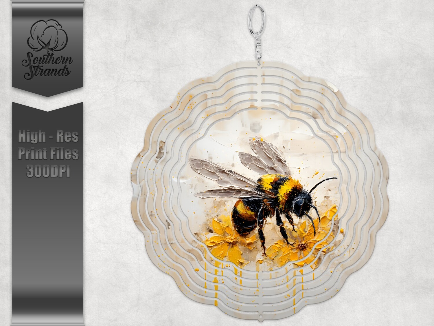 3D Painted Bees and Flowers - Wind Spinner | DIGITAL DESIGN