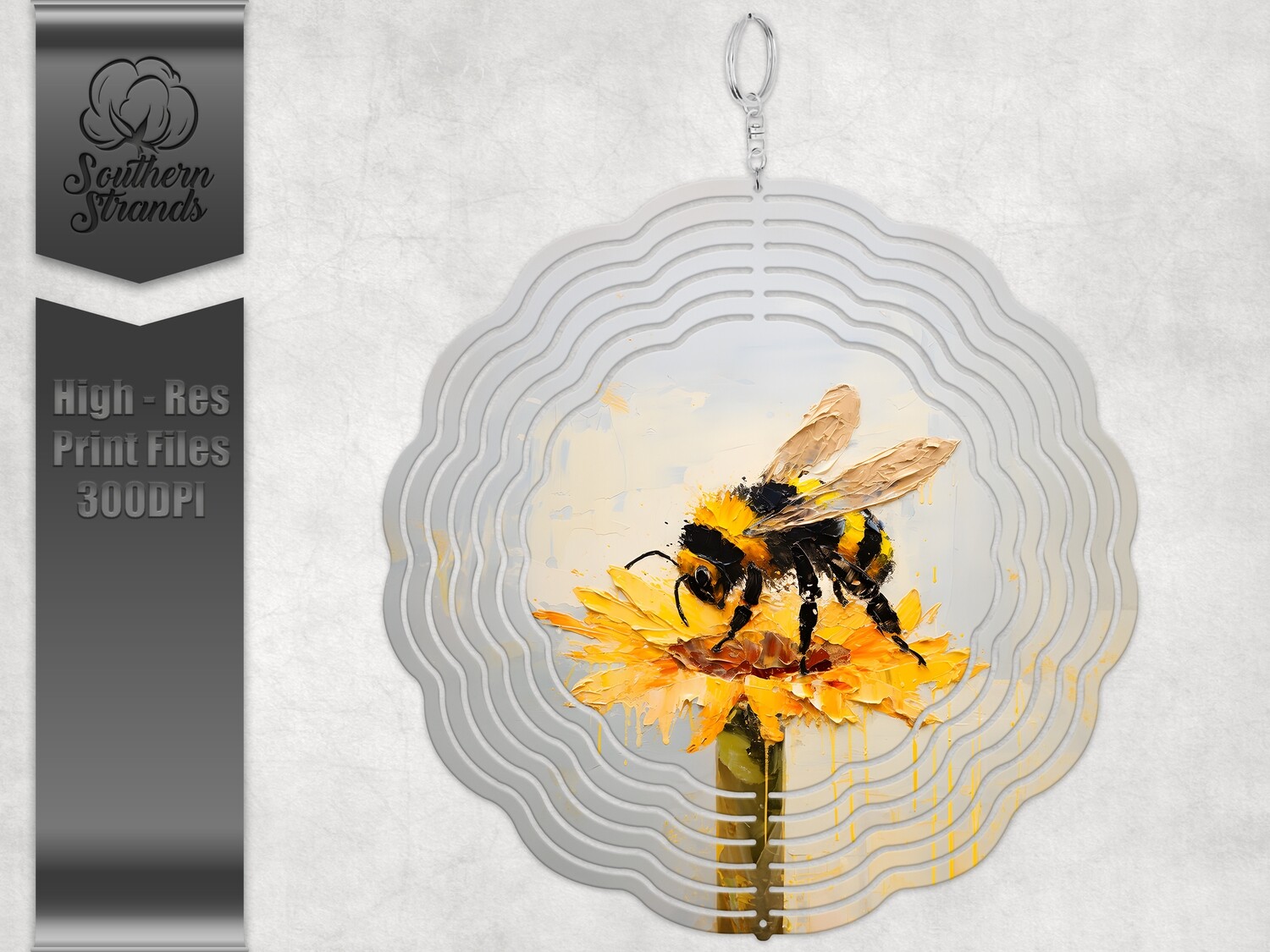3D Painted Bees and Flowers 2 - Wind Spinner | DIGITAL DESIGN