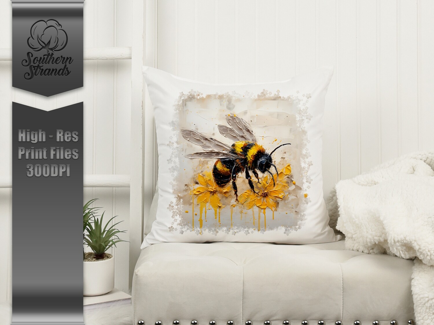 3D Painted Bees and Flowers 2 |  DIGITAL DESIGN