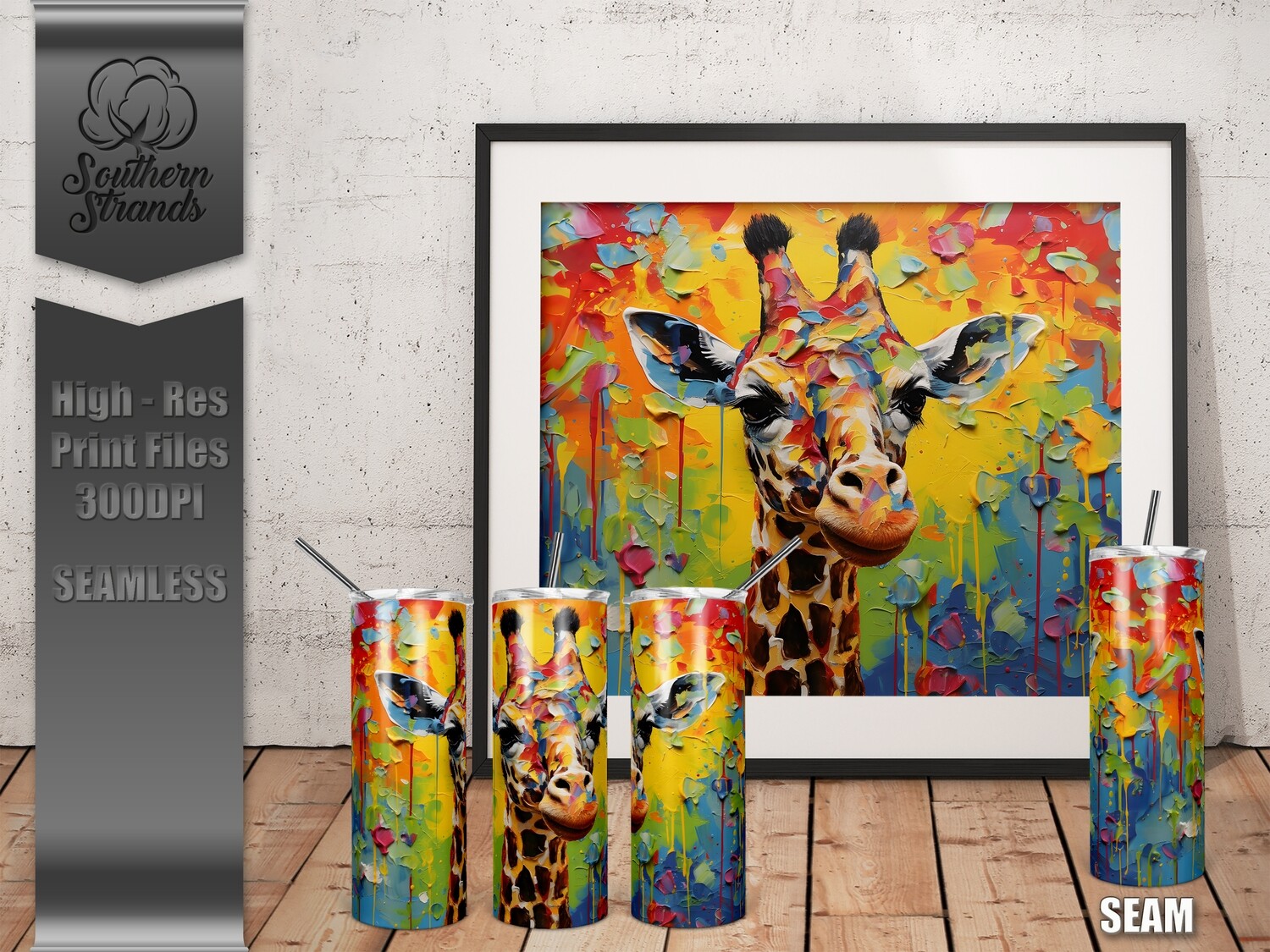 3D Painted Giraffe 2 Tumbler 20oz | SEAMLESS |  DIGITAL DESIGN