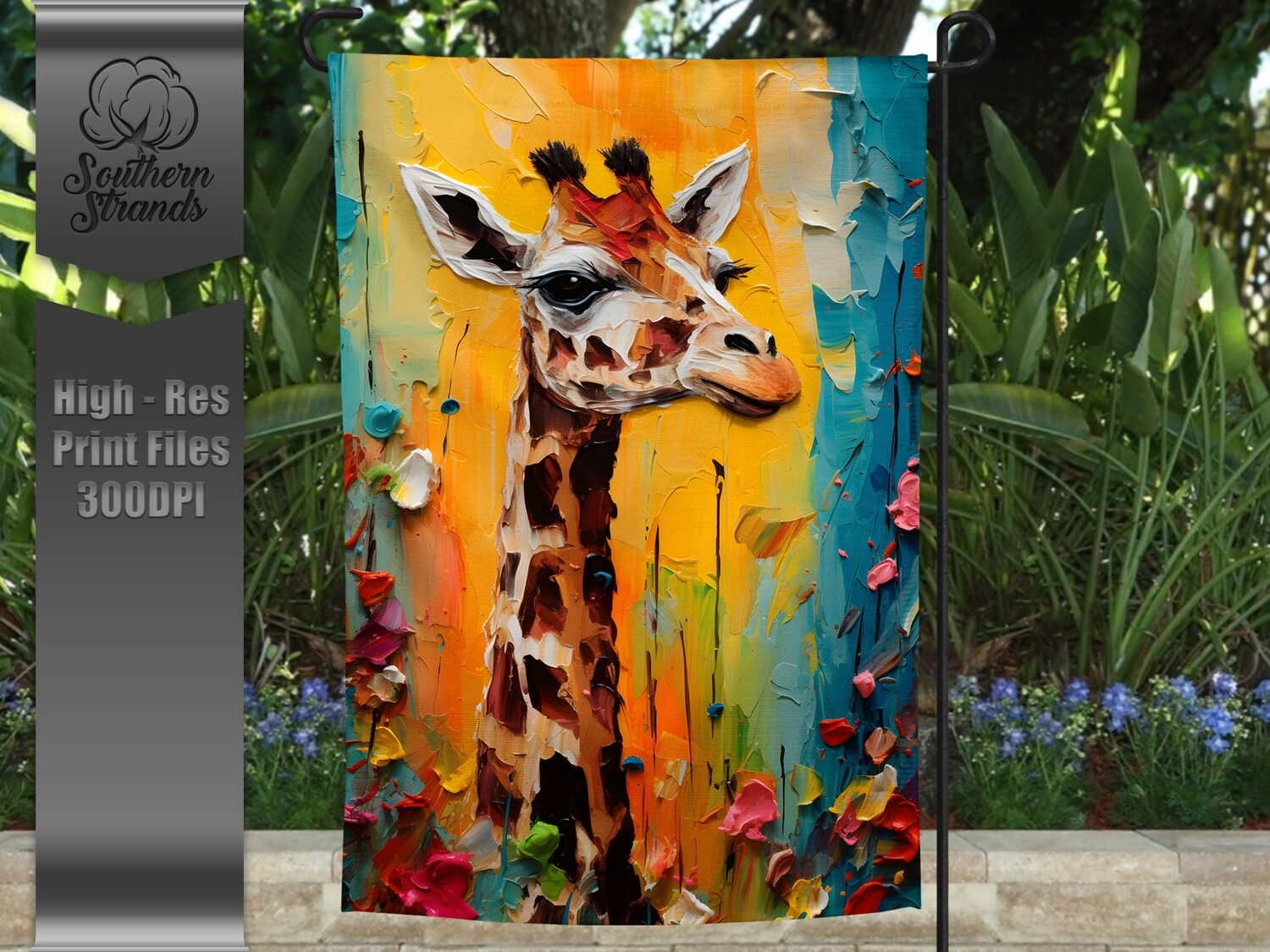 3D Painted Giraffe 3 Garden Flag |  DIGITAL DESIGN
