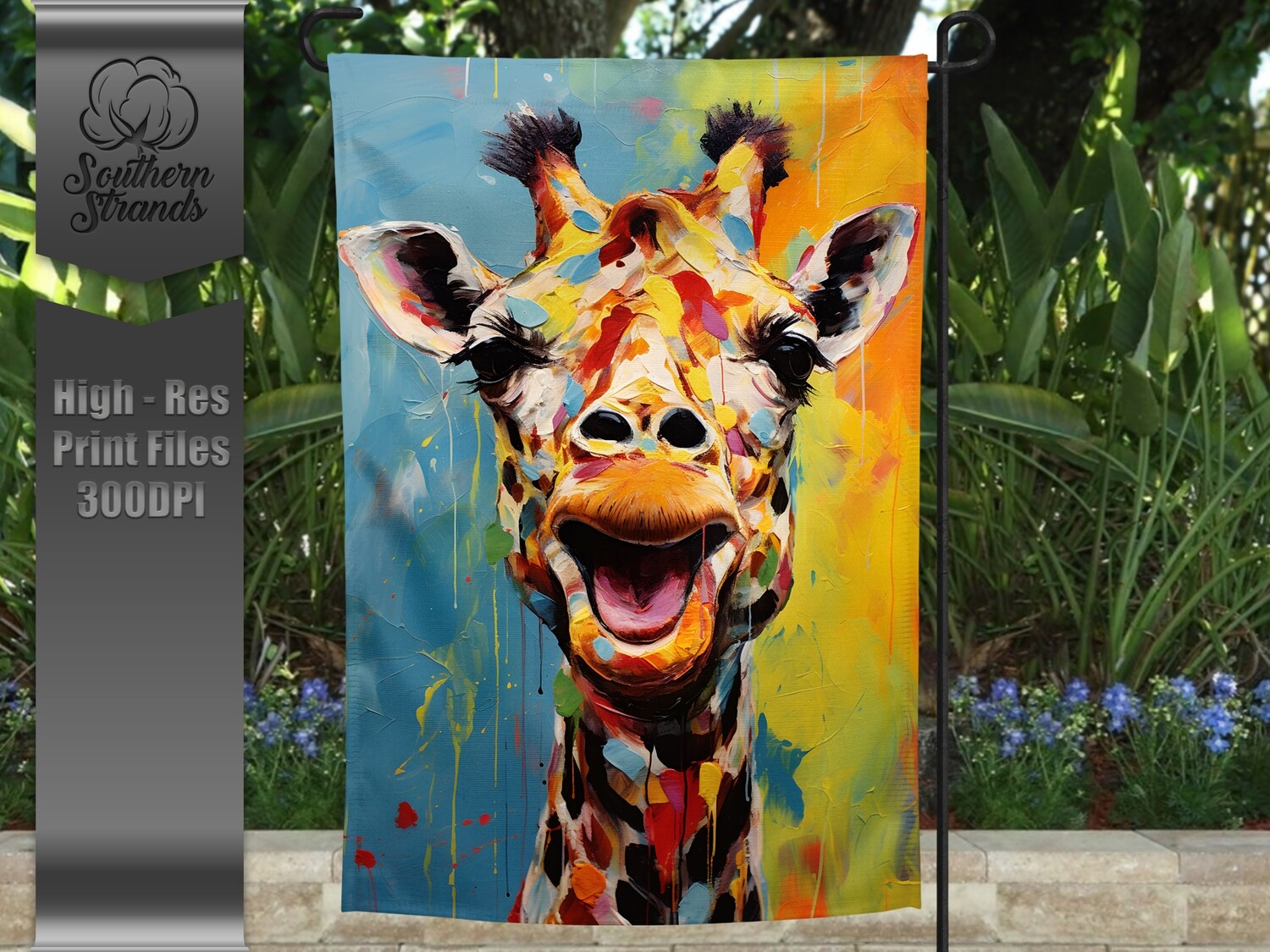 3D Painted Giraffe Garden Flag |  DIGITAL DESIGN