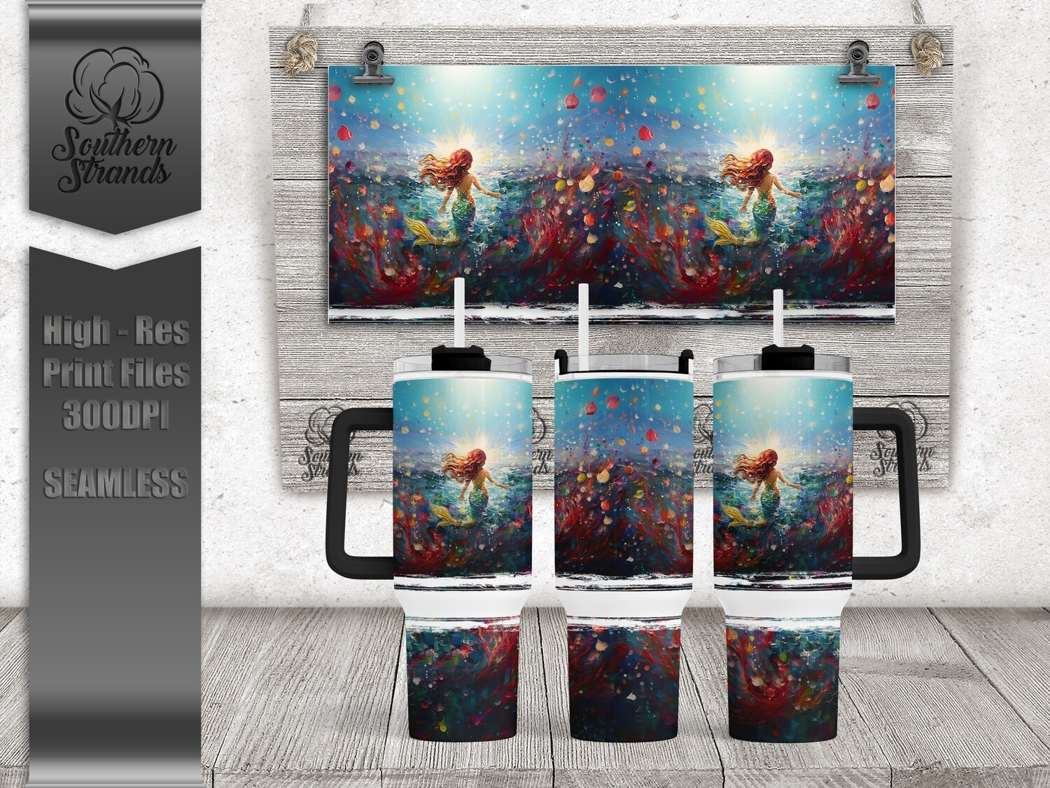 Mermaid - 3D Painted 40oz Tumbler | SEAMLESS |  DIGITAL DESIGN