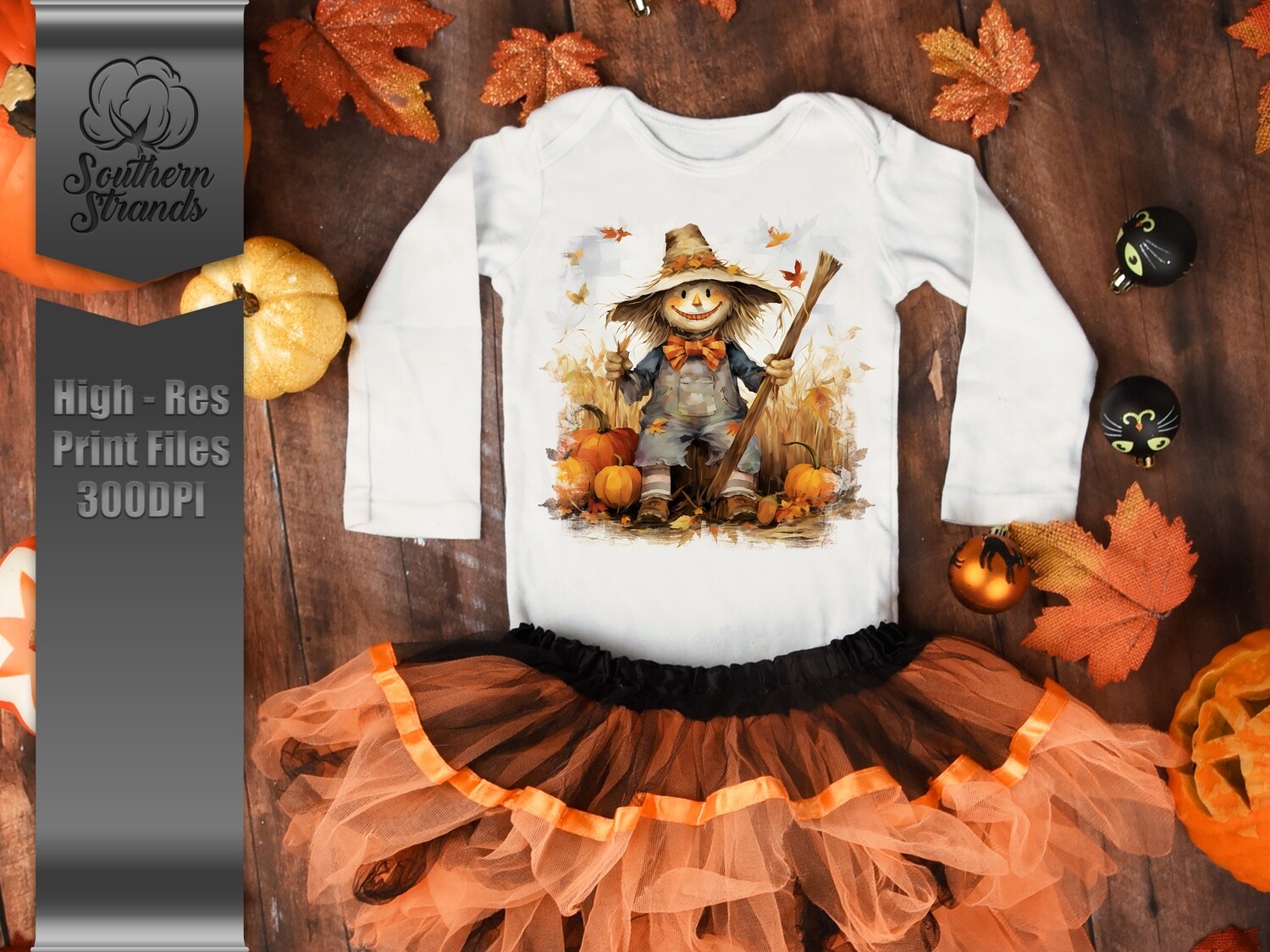 Watercolor Corn Field Scarecrow - 12x12 |  DIGITAL DESIGN