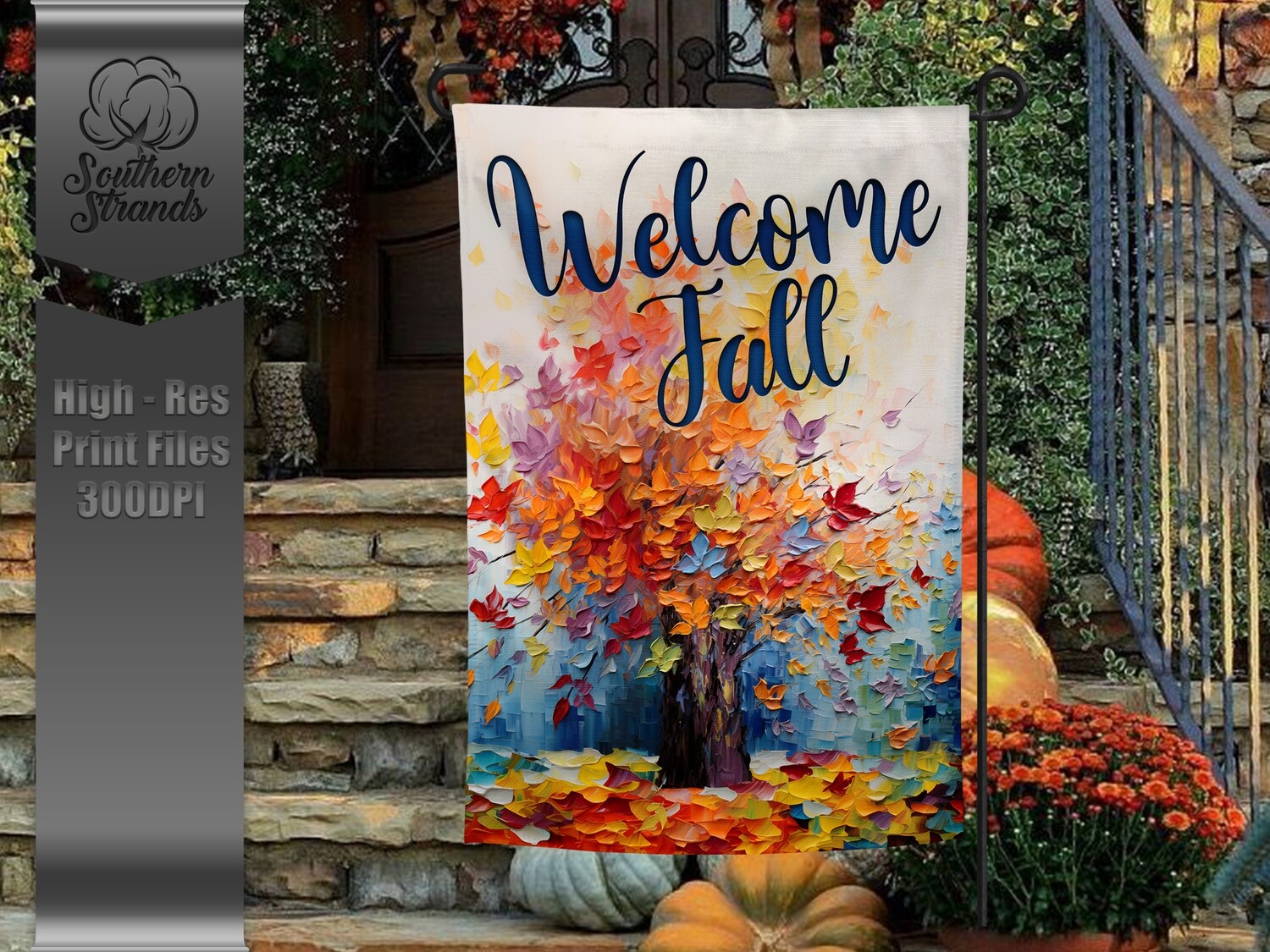 Painted Trees of Fall - Welcome Fall Garden Flag 12x18 |  DIGITAL DESIGN